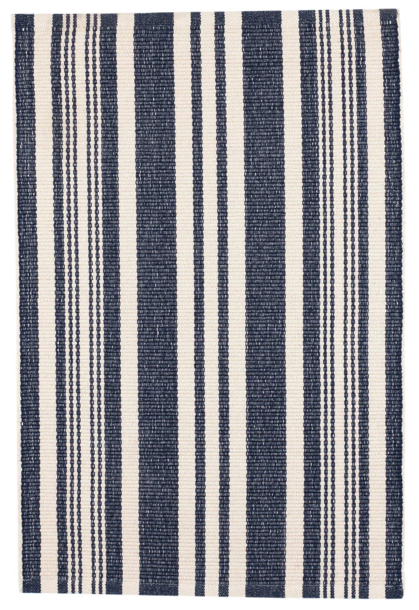Irving Stripe Ivory Handwoven Cotton Rug - Image 1