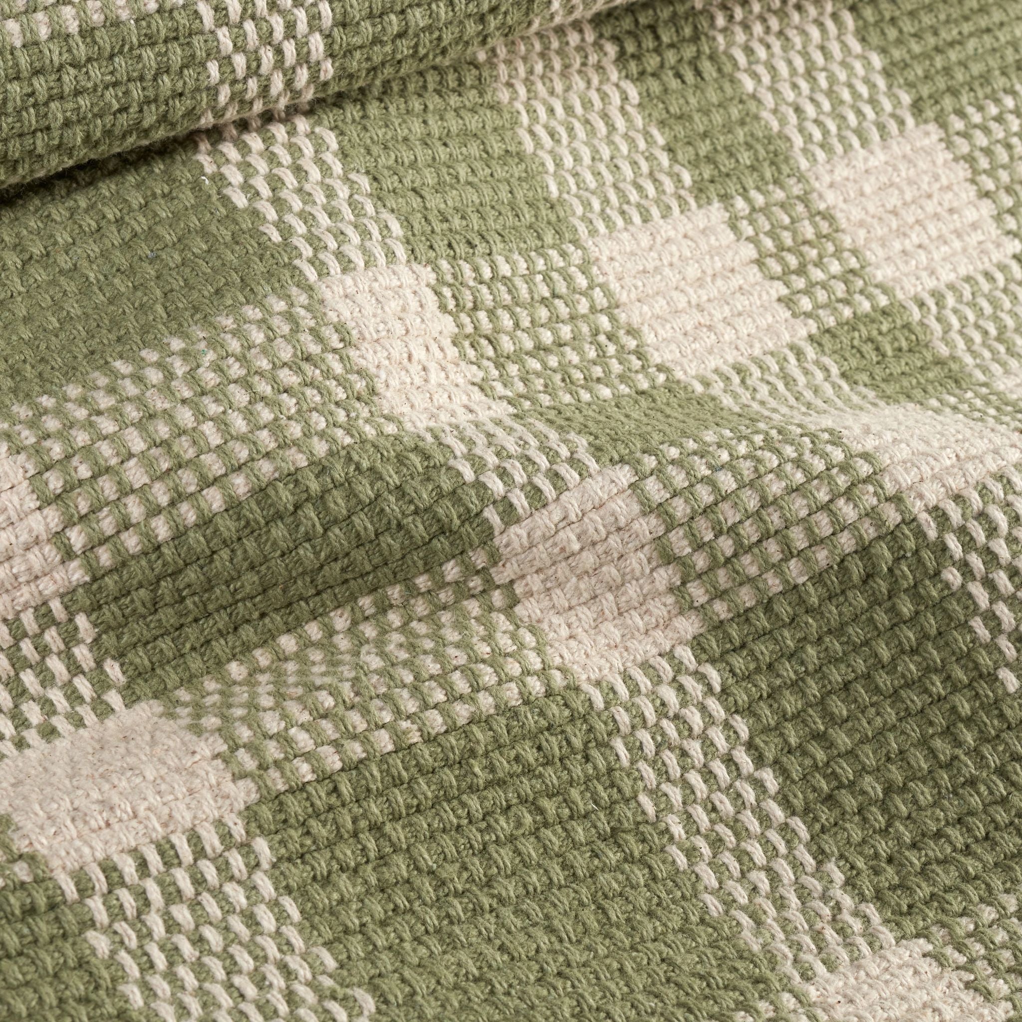 Tattersall Sage Handwoven Cotton Rug - Image 2