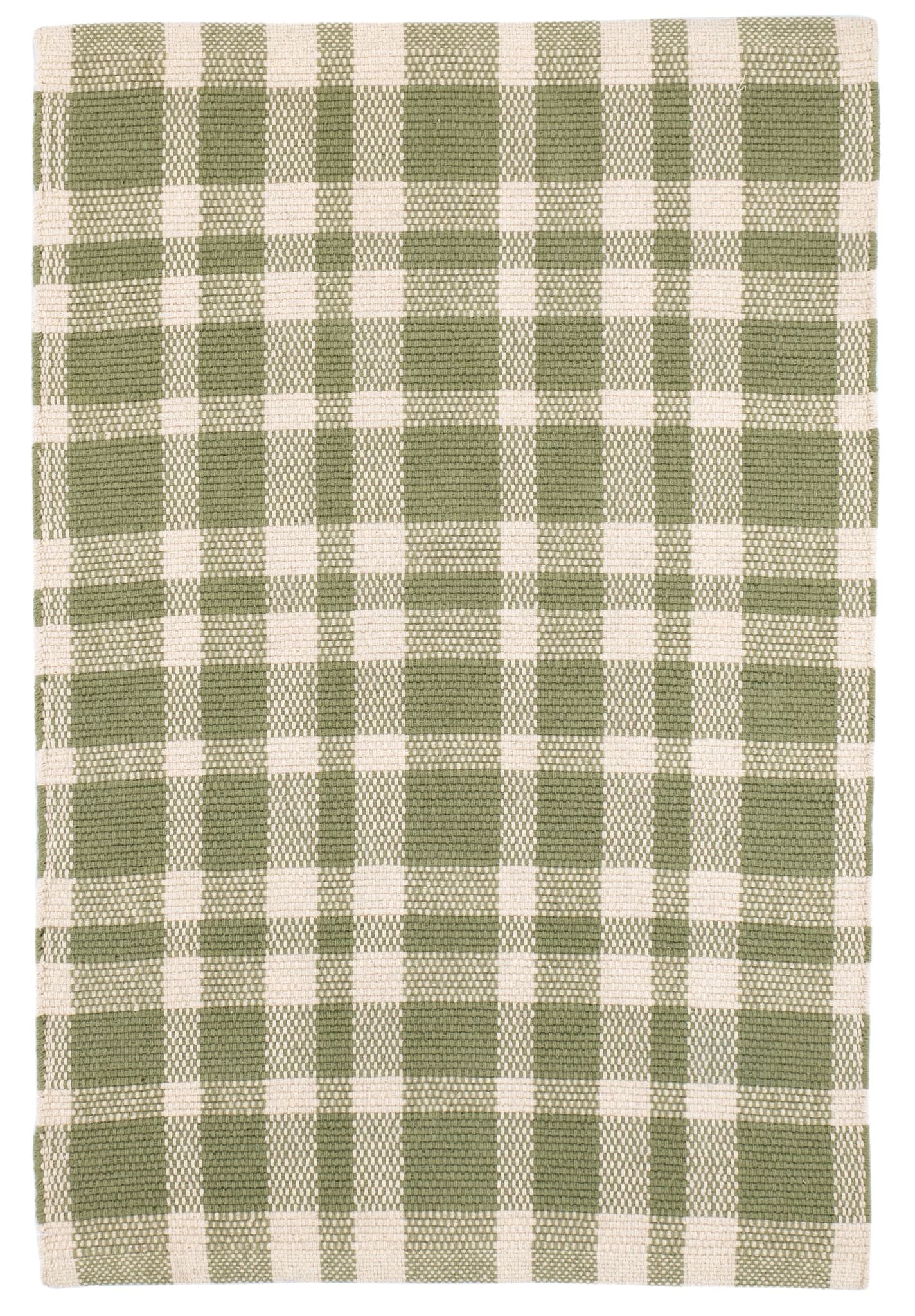 Tattersall Sage Handwoven Cotton Rug - Image 1