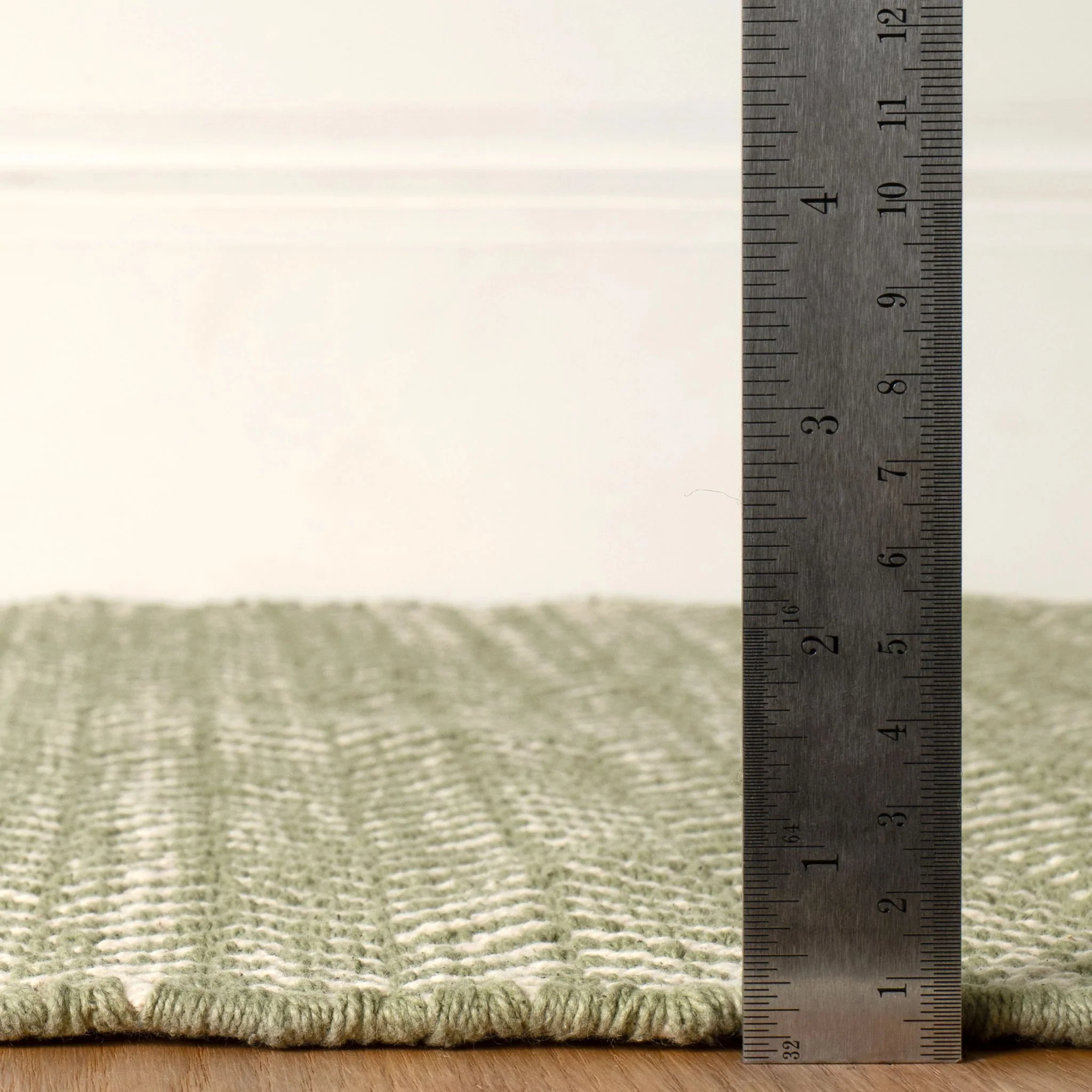 Herringbone Sage Handwoven Cotton Rug - Image 3