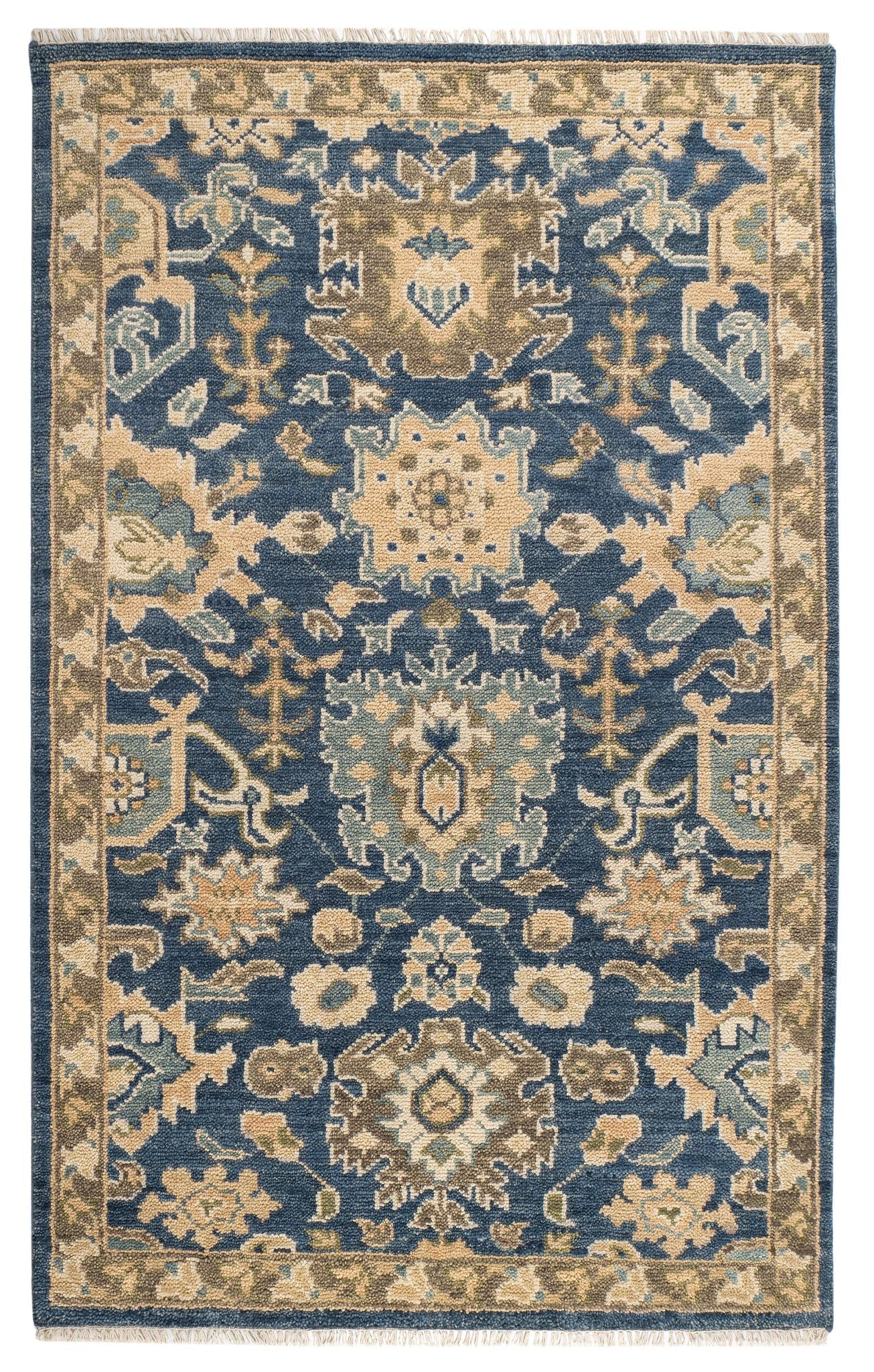 Camille Navy Hand Knotted Wool Rug - Image 1