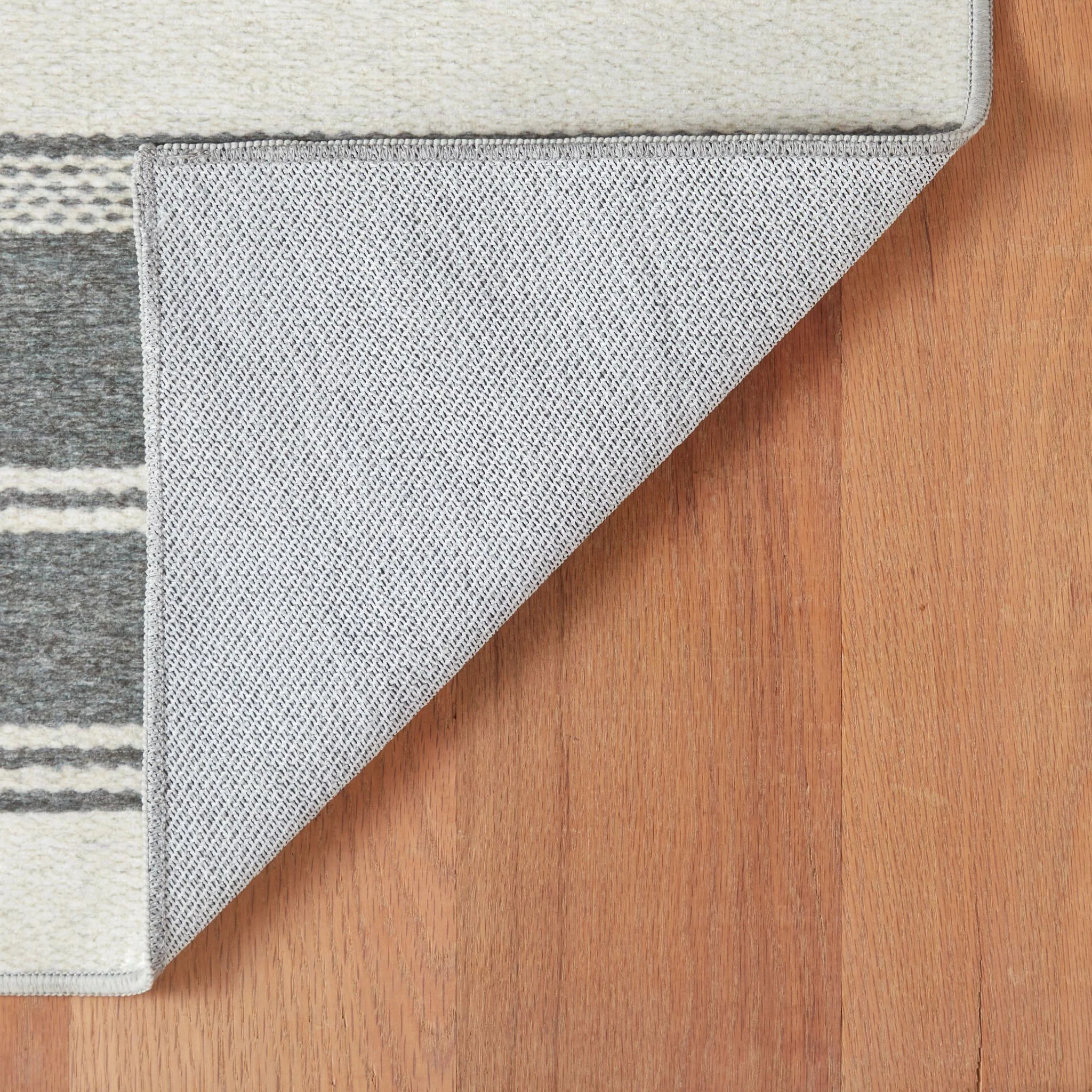 Bowman Stripe Grey Machine Washable Rug - Image 3