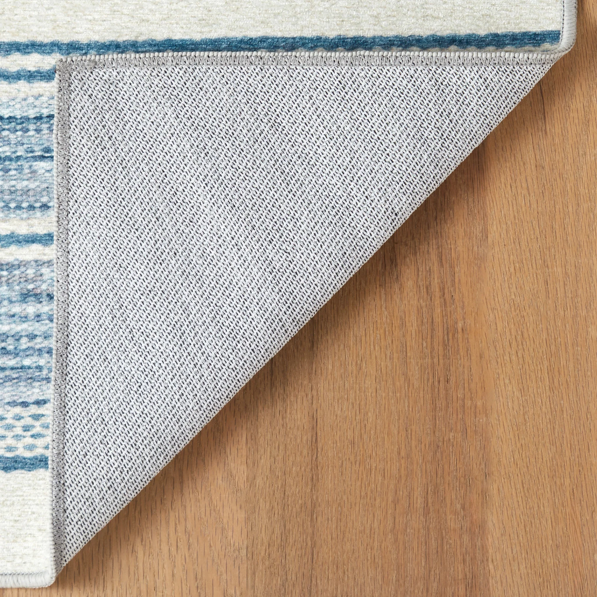 Ellington Stripe Blue Machine Washable Rug - Image 3