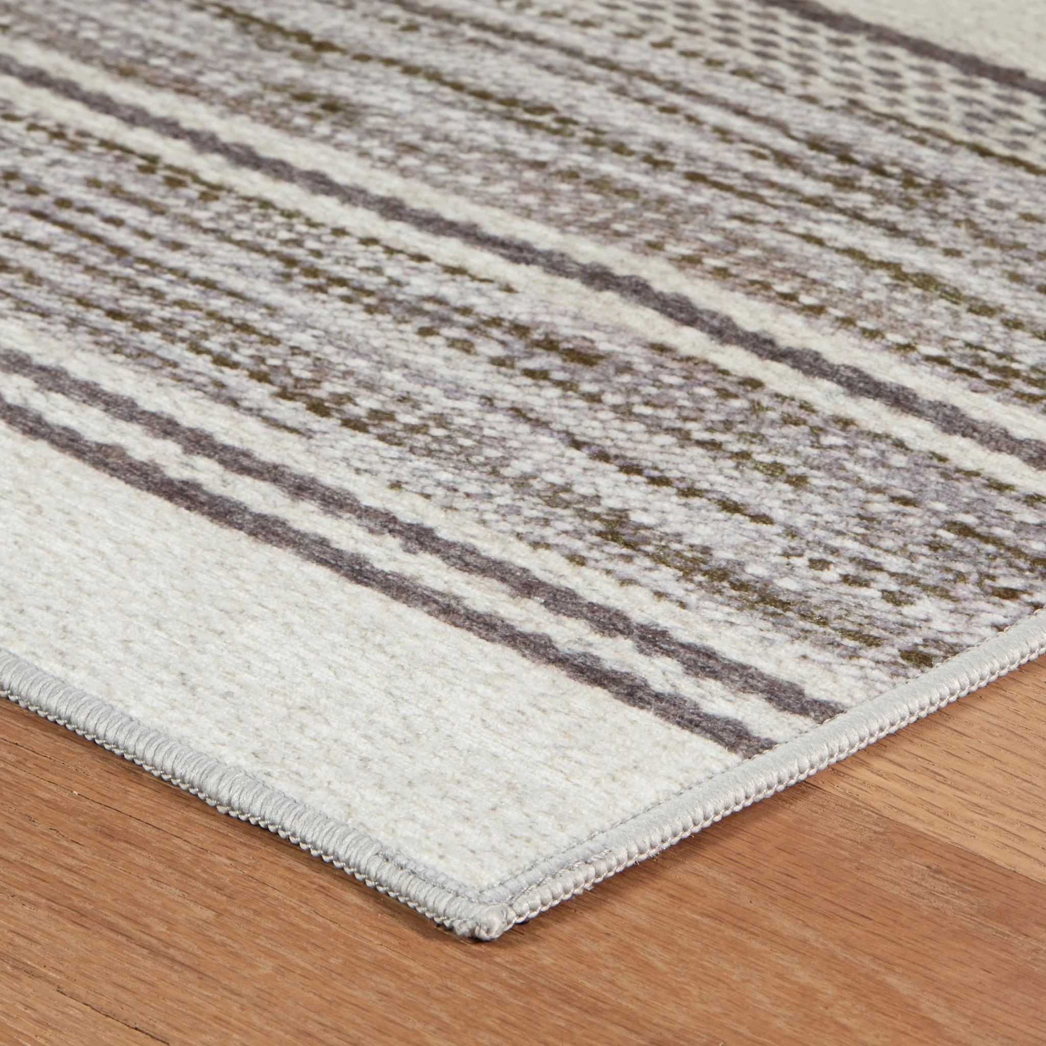 Ellington Stripe Grey Machine Washable Rug - Image 2