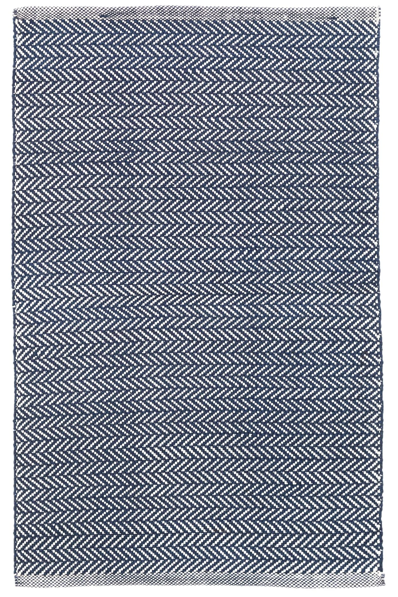 Herringbone Indigo/White Handwoven Indoor/Outdoor Rug - Image 1