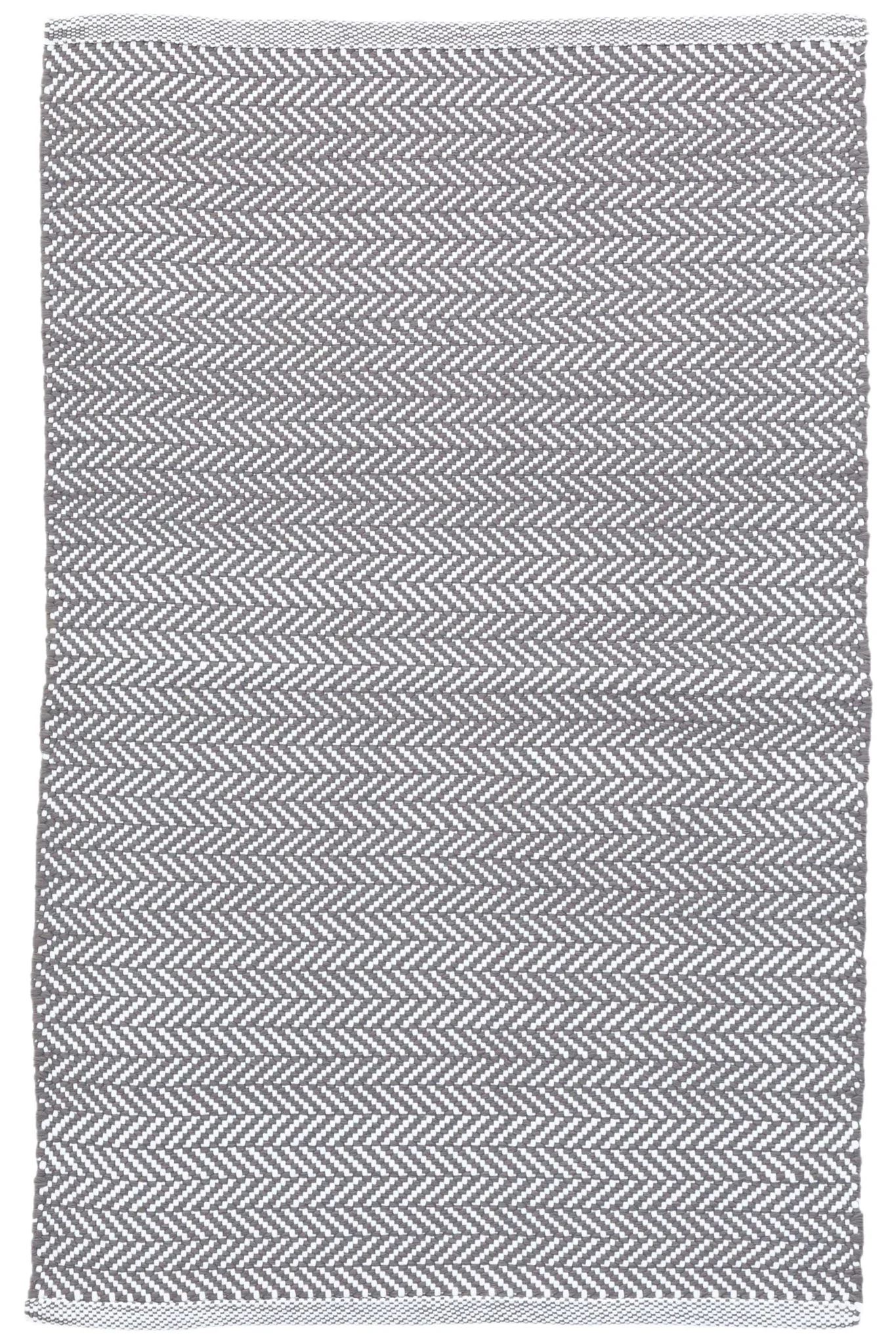 Herringbone Shale/White Handwoven Indoor/Outdoor Rug - Image 1