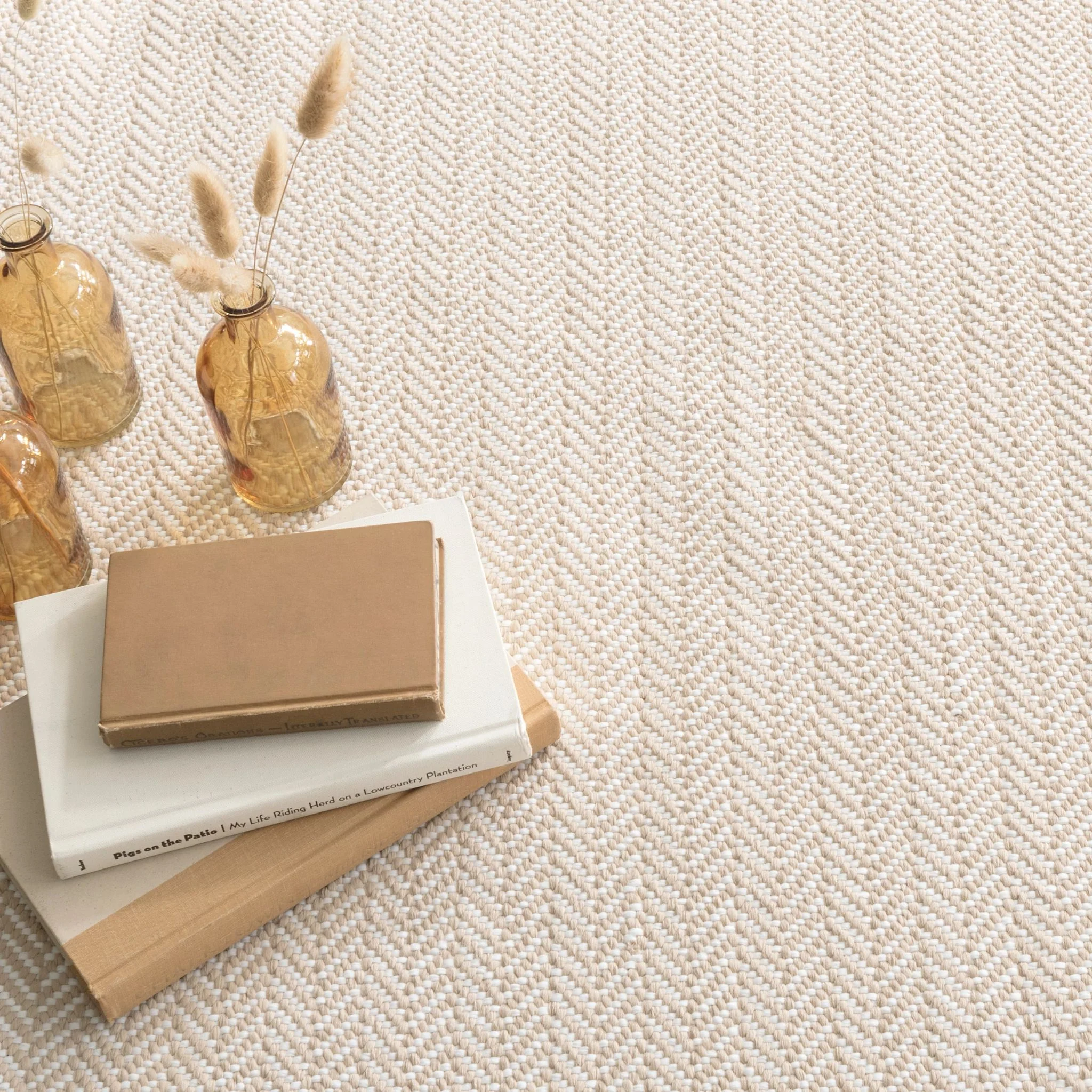 Herringbone Linen/White Handwoven Indoor/Outdoor Rug - Image 2