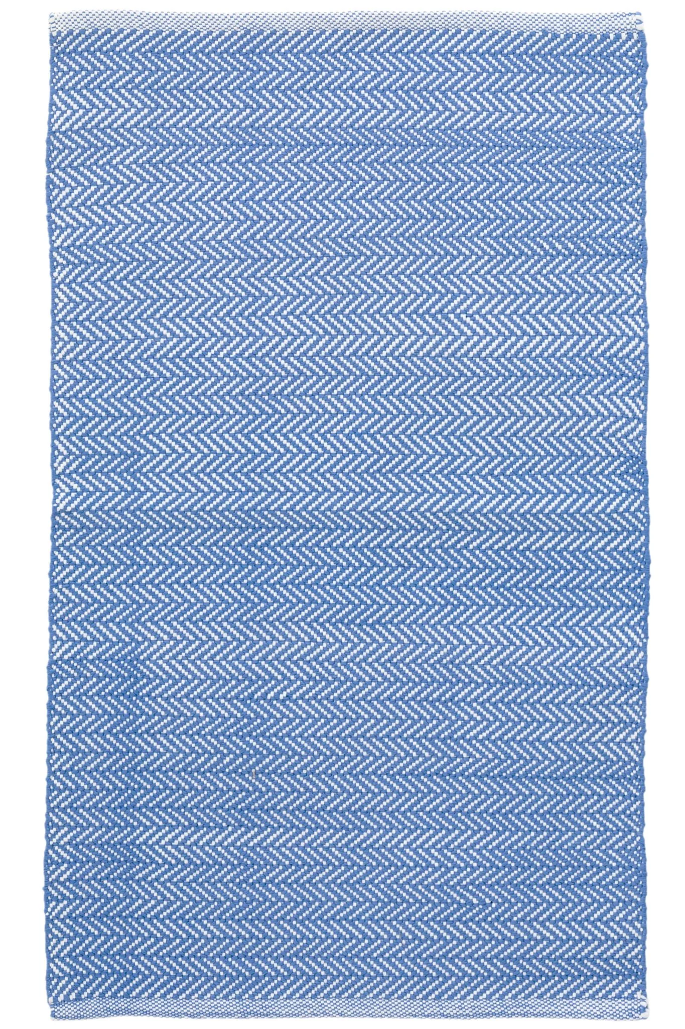 Herringbone French Blue/White Handwoven Indoor/Outdoor Rug - Image 1