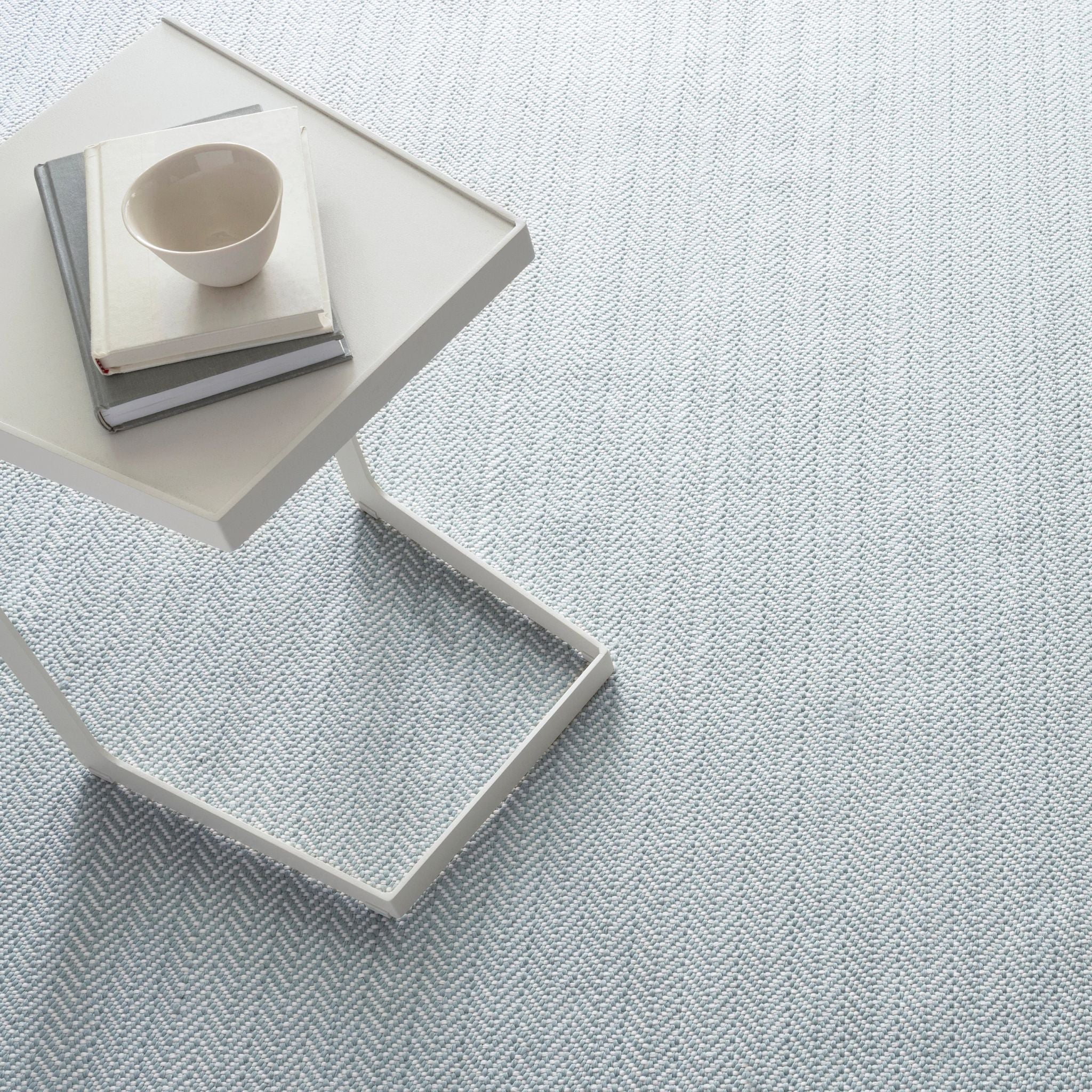 Herringbone Light Blue/Ivory Handwoven Indoor/Outdoor Rug - Image 2