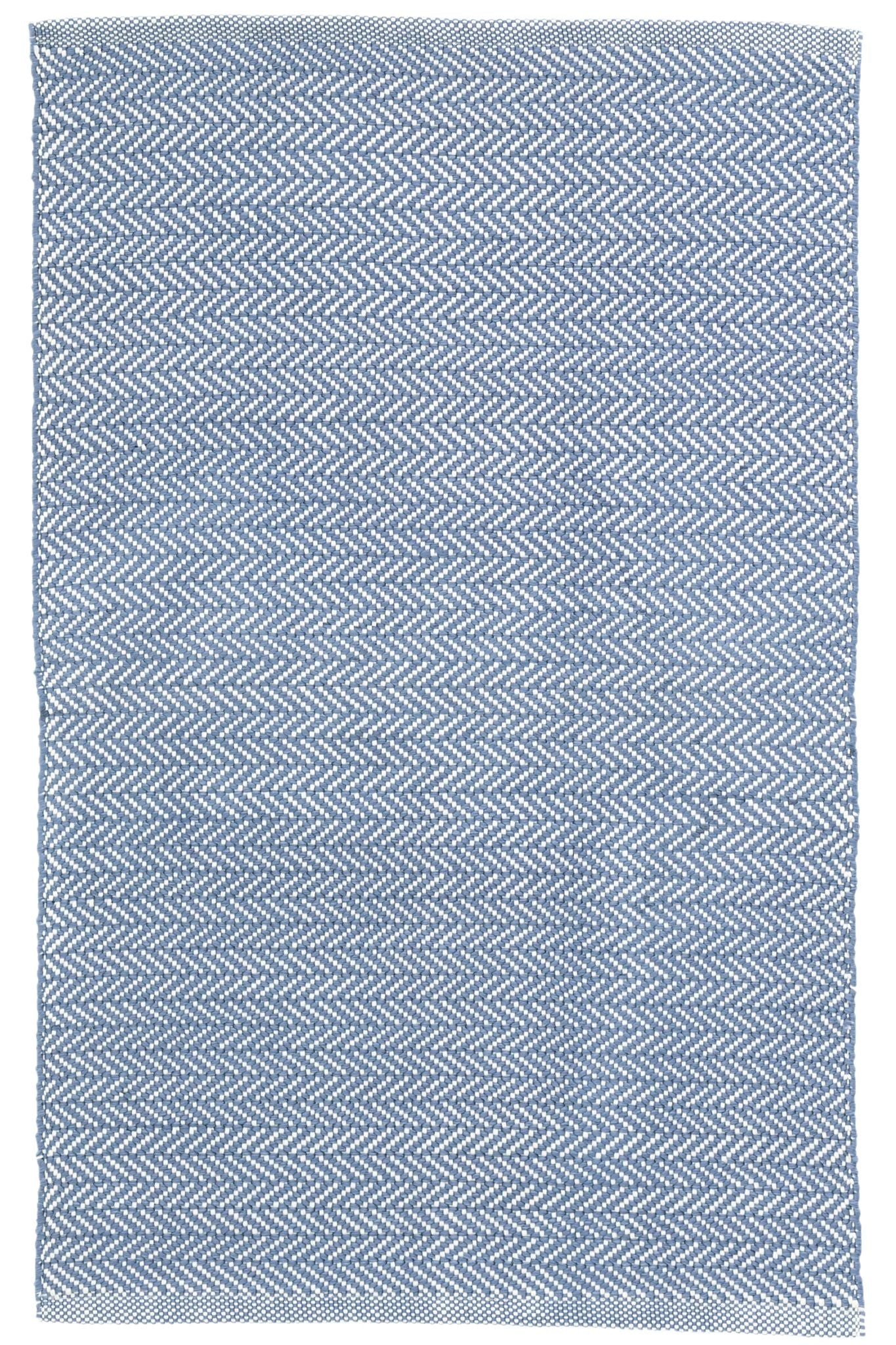 Herringbone Denim/Ivory Handwoven Indoor/Outdoor Rug - Image 1