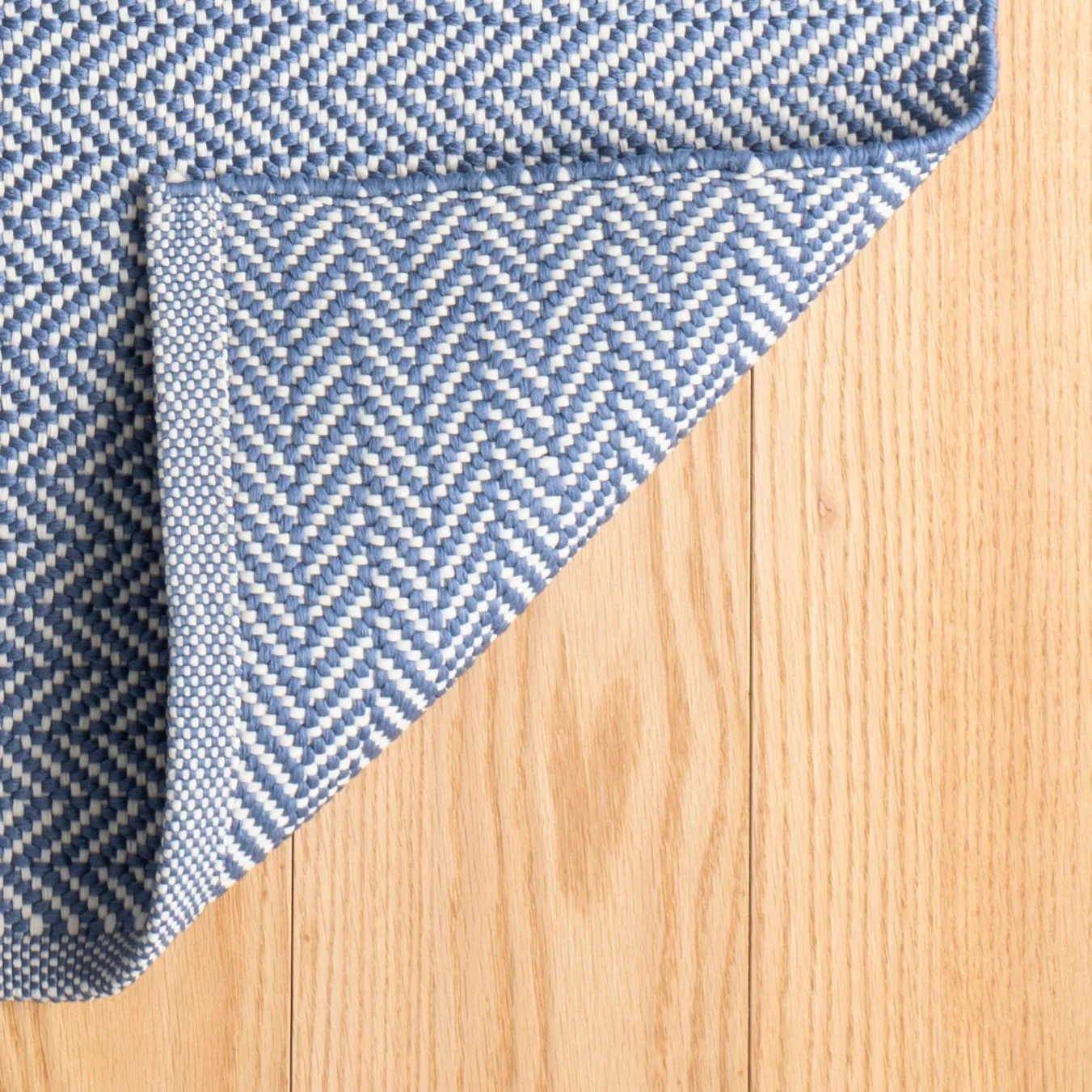 Herringbone Denim/Ivory Handwoven Indoor/Outdoor Rug - Image 3