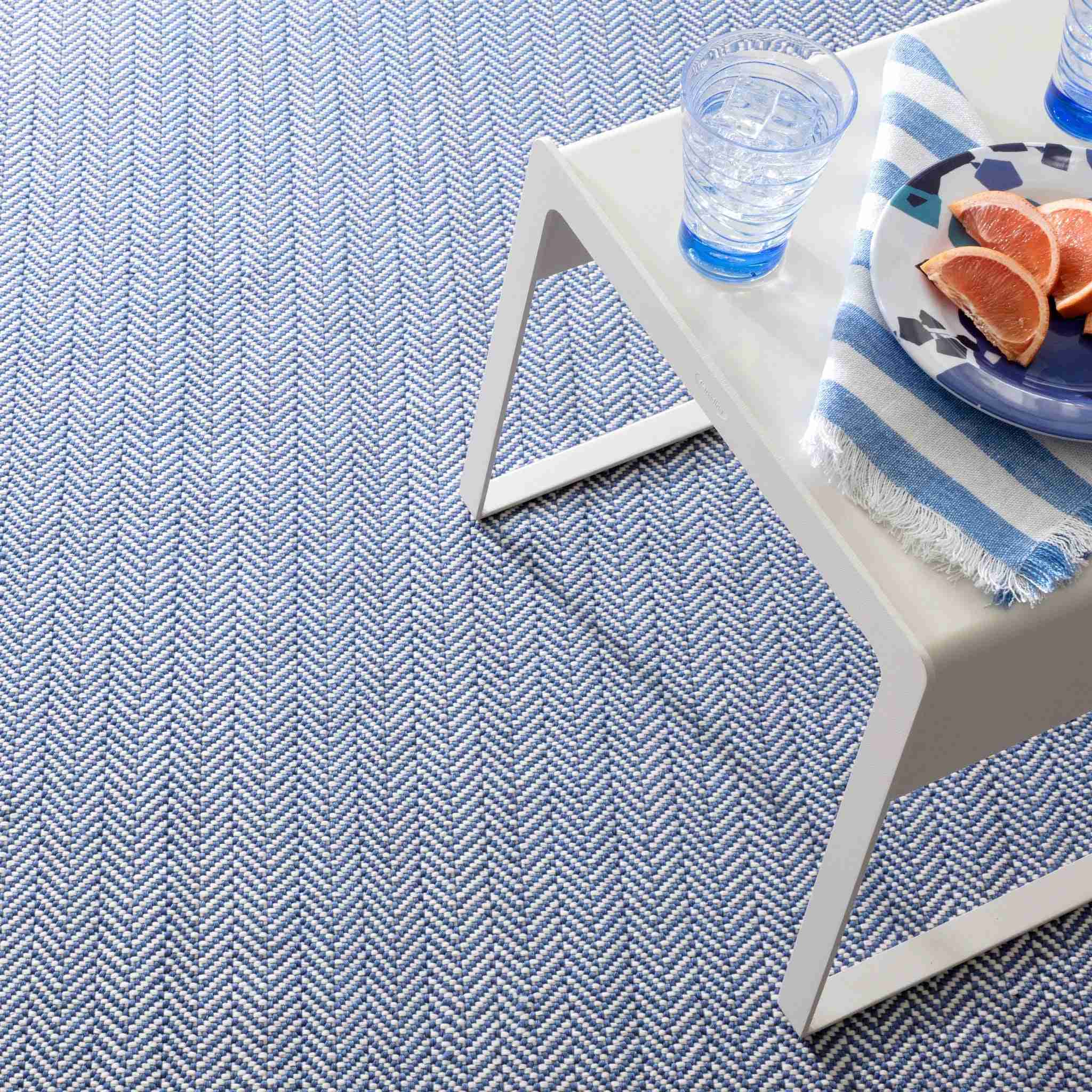 Herringbone Denim/Ivory Handwoven Indoor/Outdoor Rug - Image 2