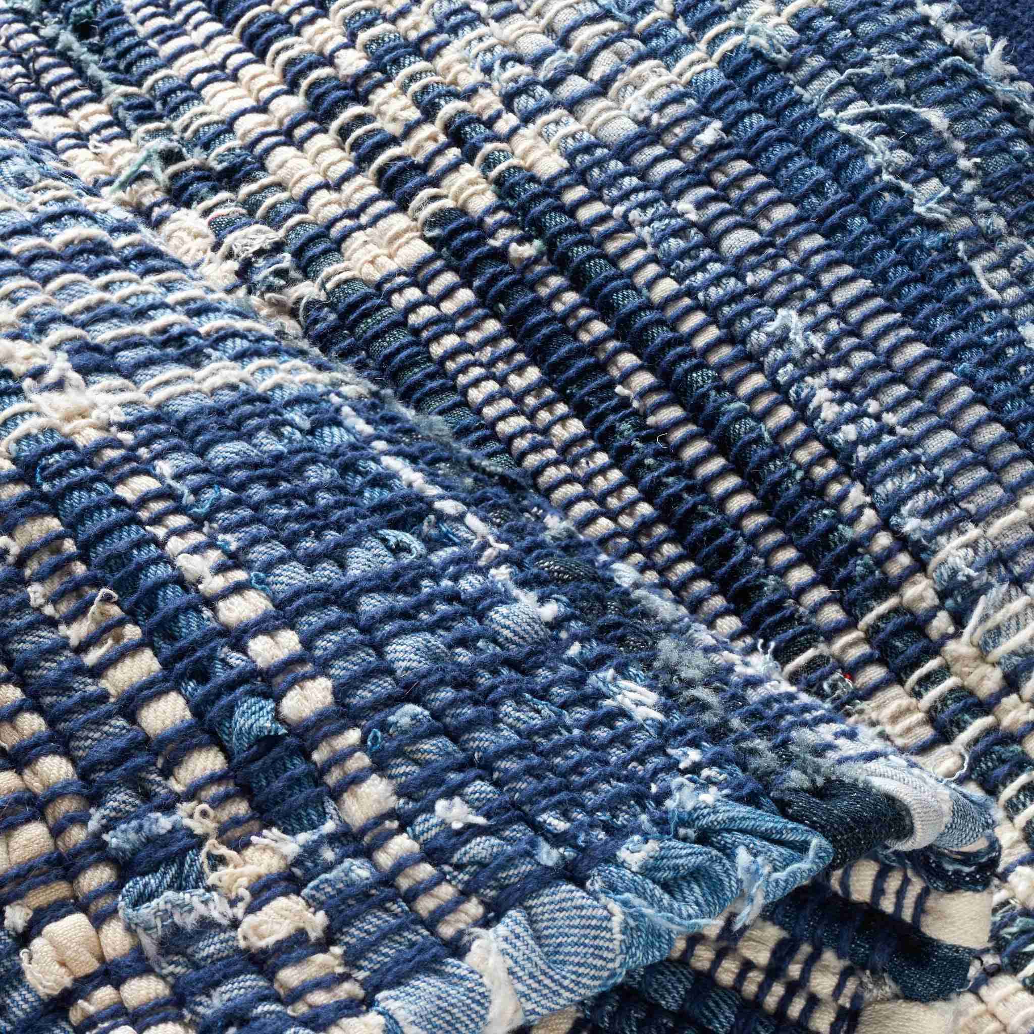 Denim Plaid Handwoven Cotton Rug - Image 3