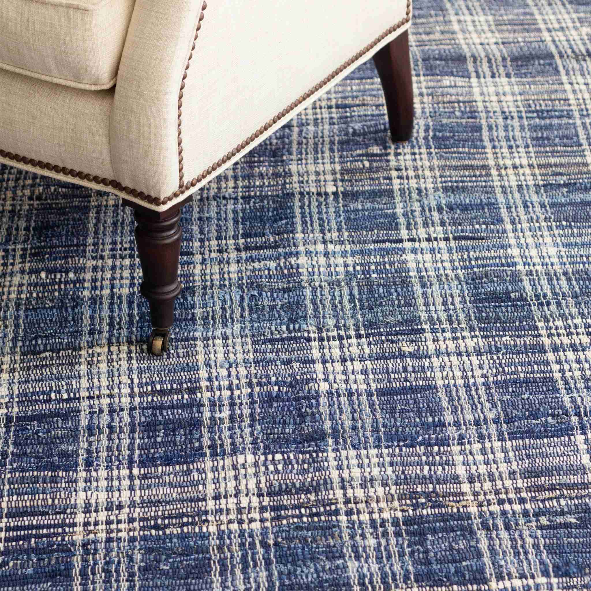 Denim Plaid Handwoven Cotton Rug - Image 2