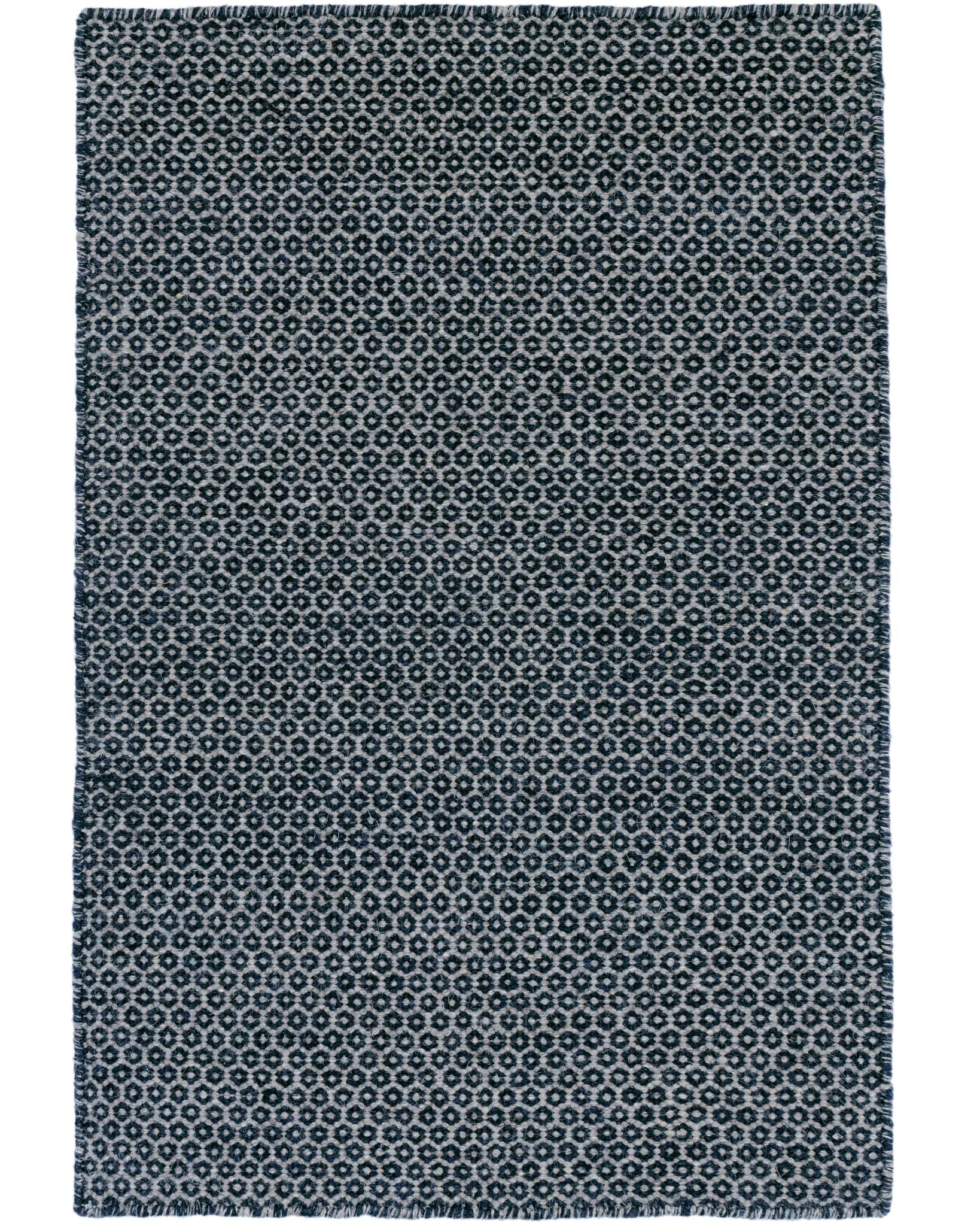 Honeycomb Indigo/Grey Handwoven Wool Rug - Image 1