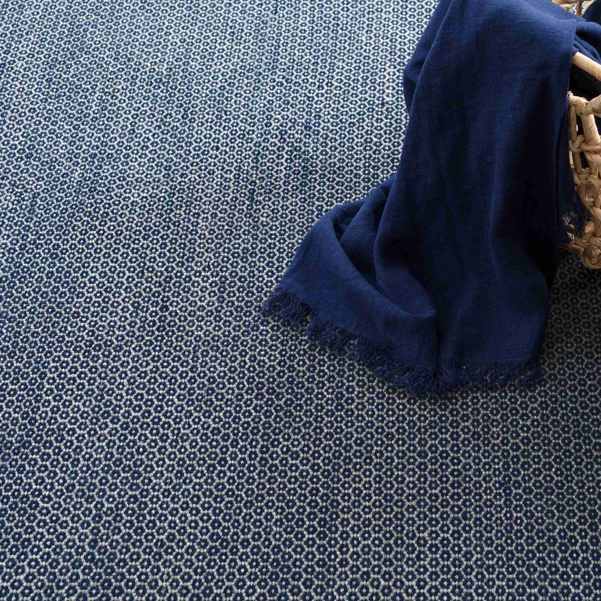 Honeycomb Indigo/Grey Handwoven Wool Rug - Image 2