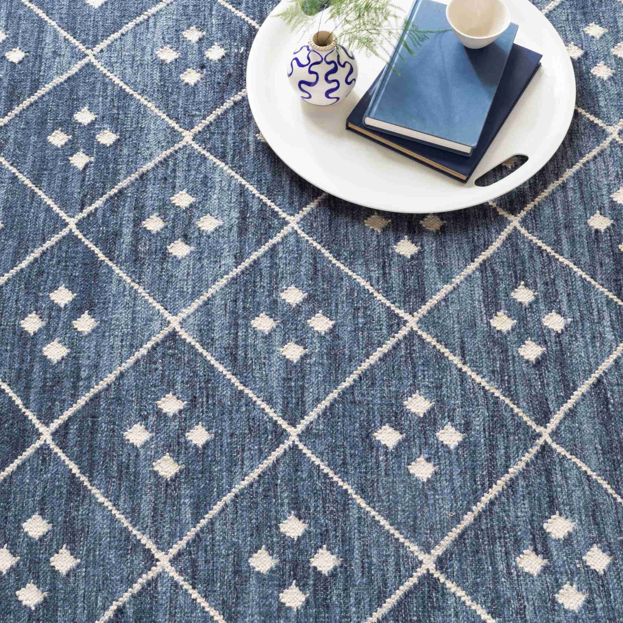 Kota Indigo Handwoven Wool Rug - Image 2