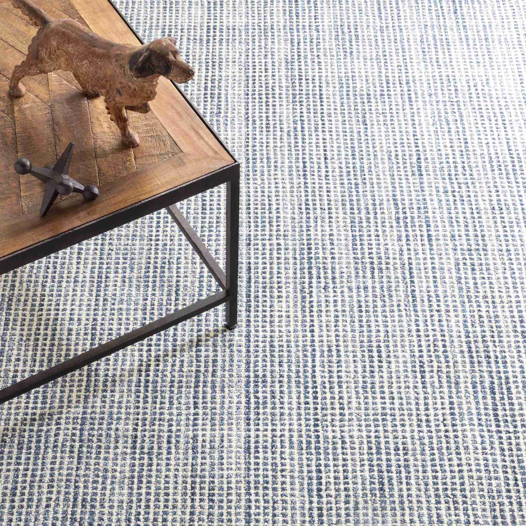 Homer Blue Hand Loom Knotted Wool/Viscose Rug - Image 2