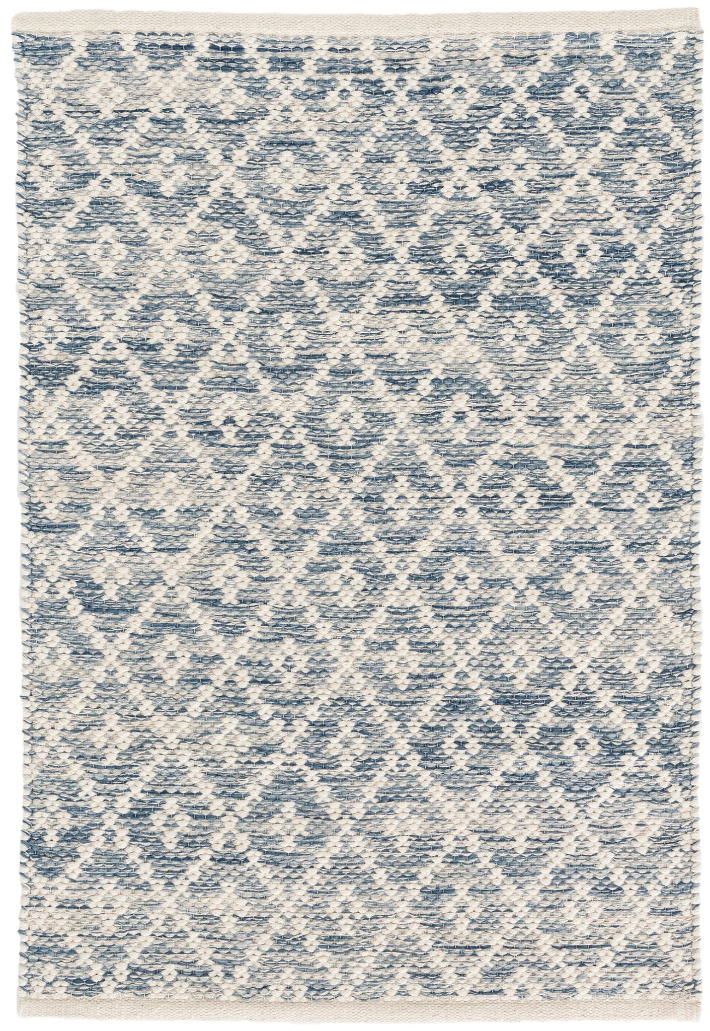 Melange Diamond Blue Handwoven Cotton Rug - Image 1