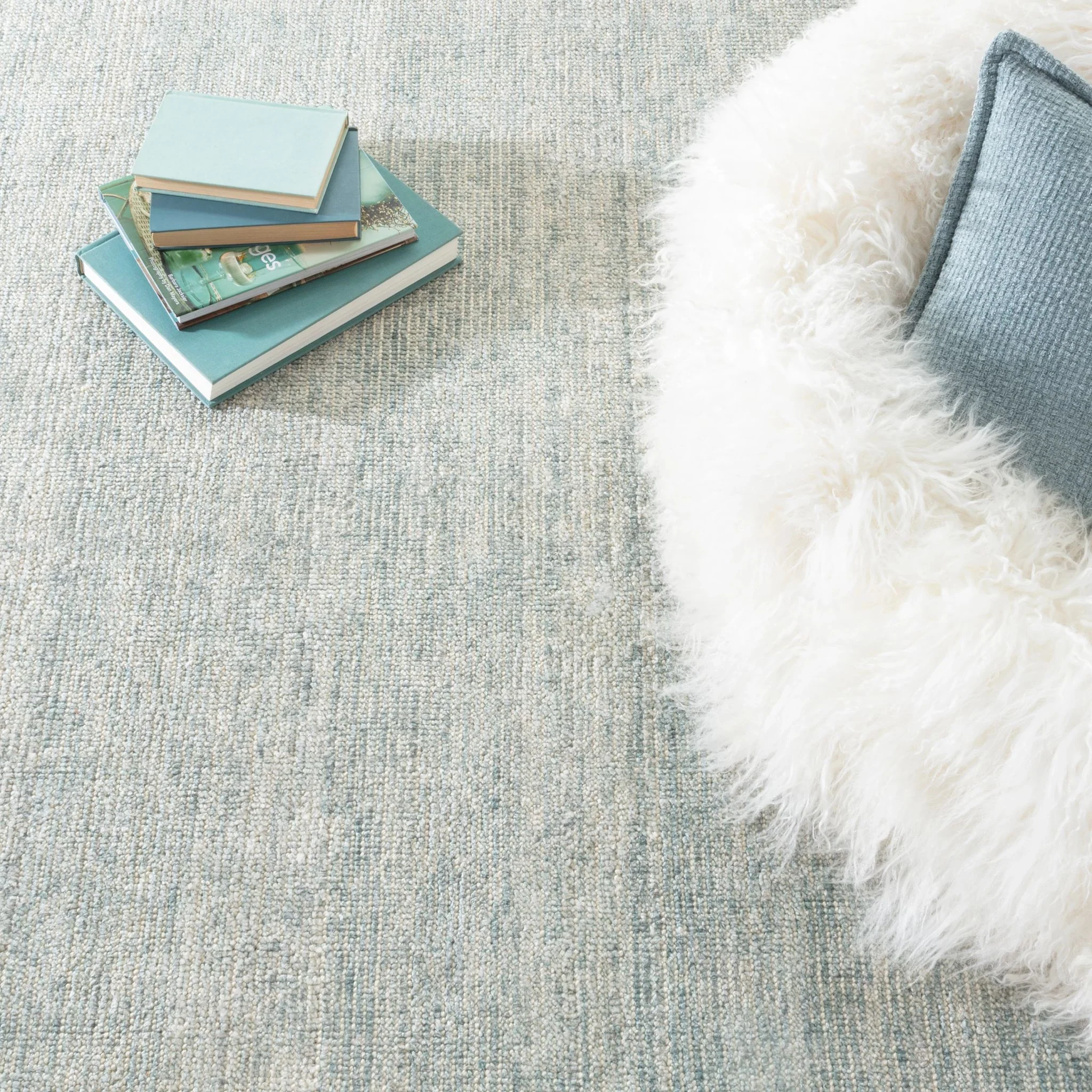 Quartz Ocean Handwoven Viscose/Cotton Rug - Image 2