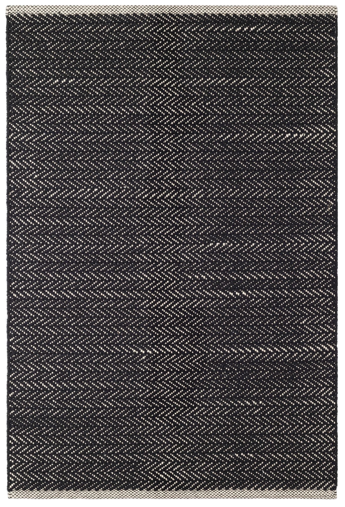 Herringbone Black Handwoven Cotton Rug - Image 1