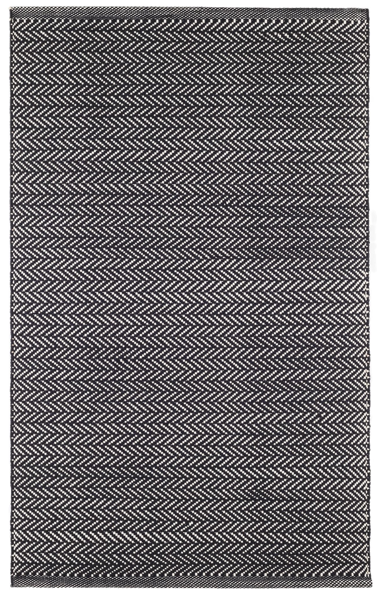 Herringbone Black/Ivory Handwoven Indoor/Outdoor Rug - Image 1
