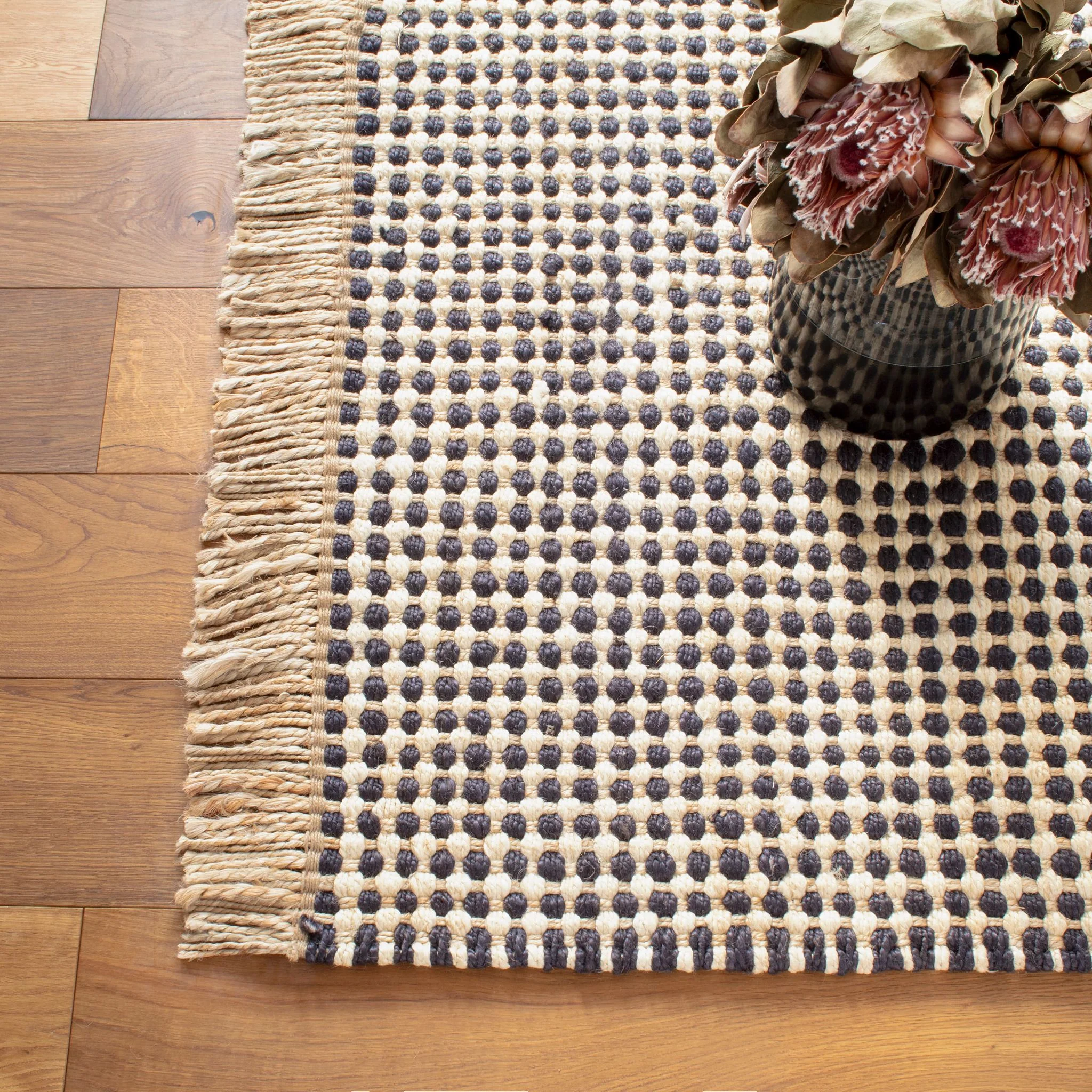 Kuba Black Handwoven Jute Rug - Image 2