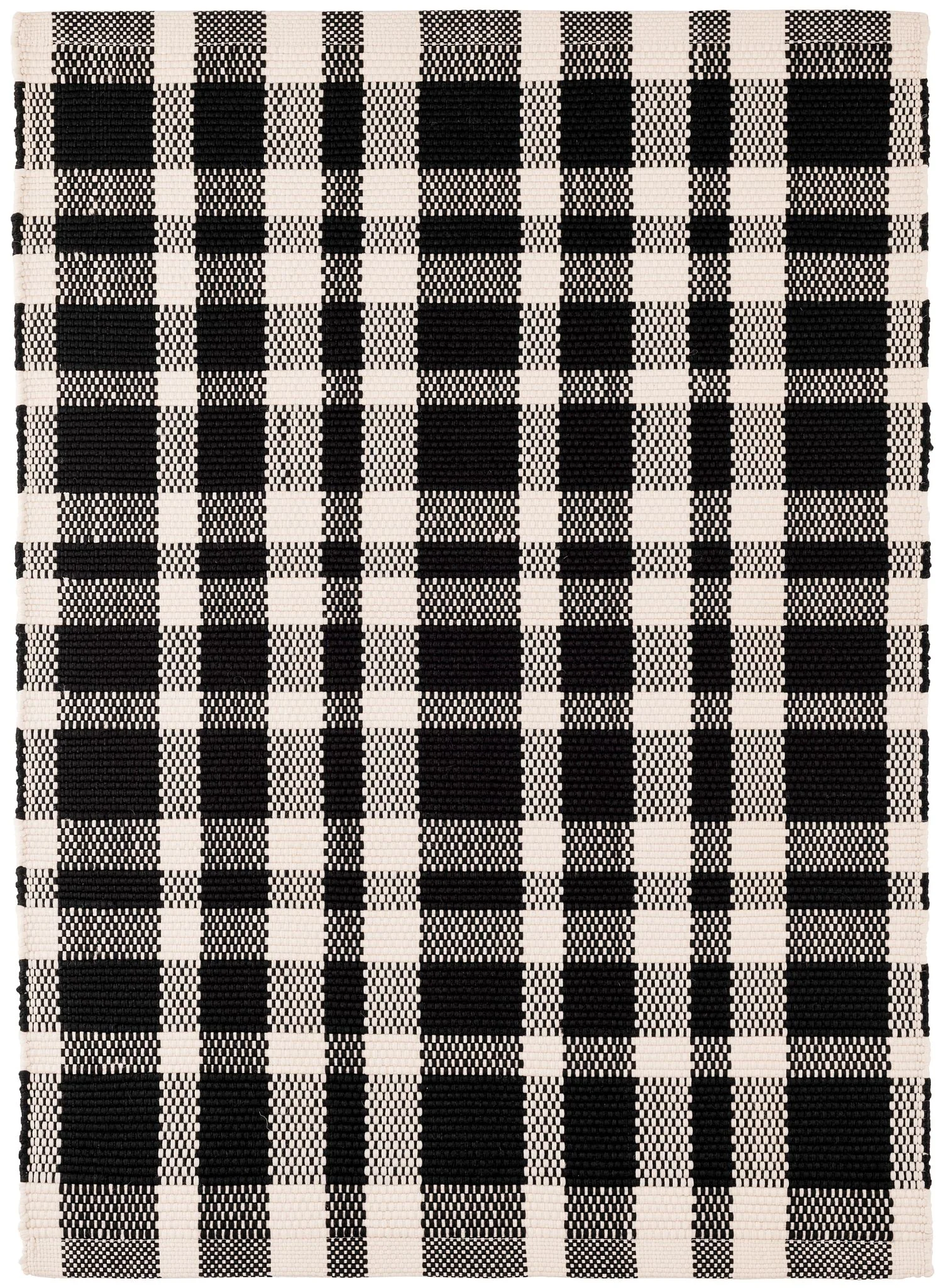 Tattersall Black Handwoven Indoor/Outdoor Rug - Image 1