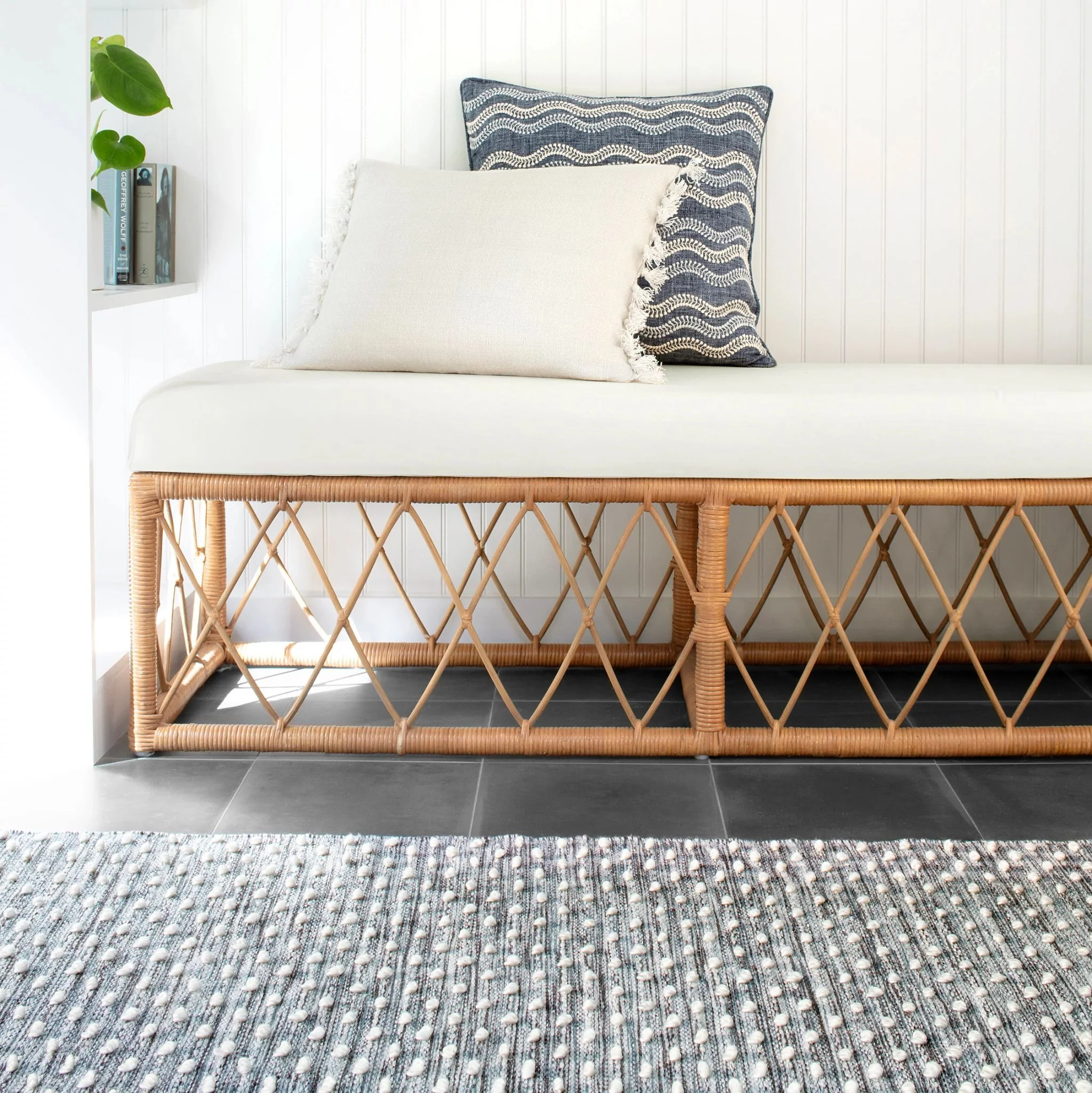 Hobnail Blue Handwoven Performance Rug - Image 3