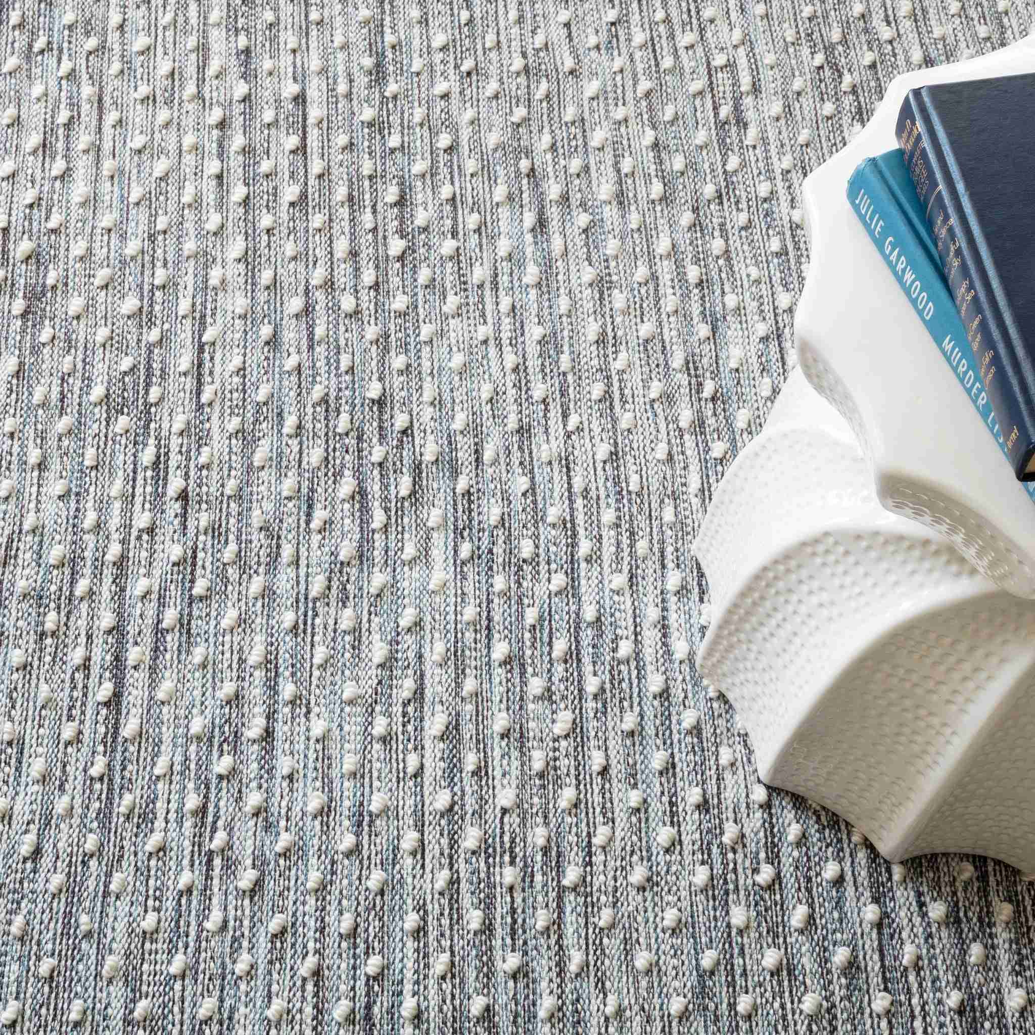 Hobnail Blue Handwoven Performance Rug - Image 2