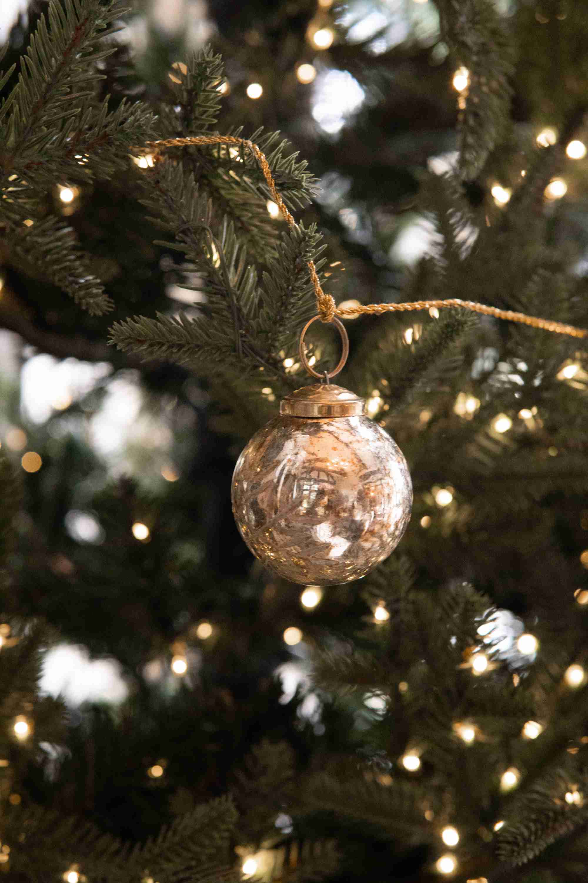 Etched Recycled Mercury Glass Ball Ornament Garland