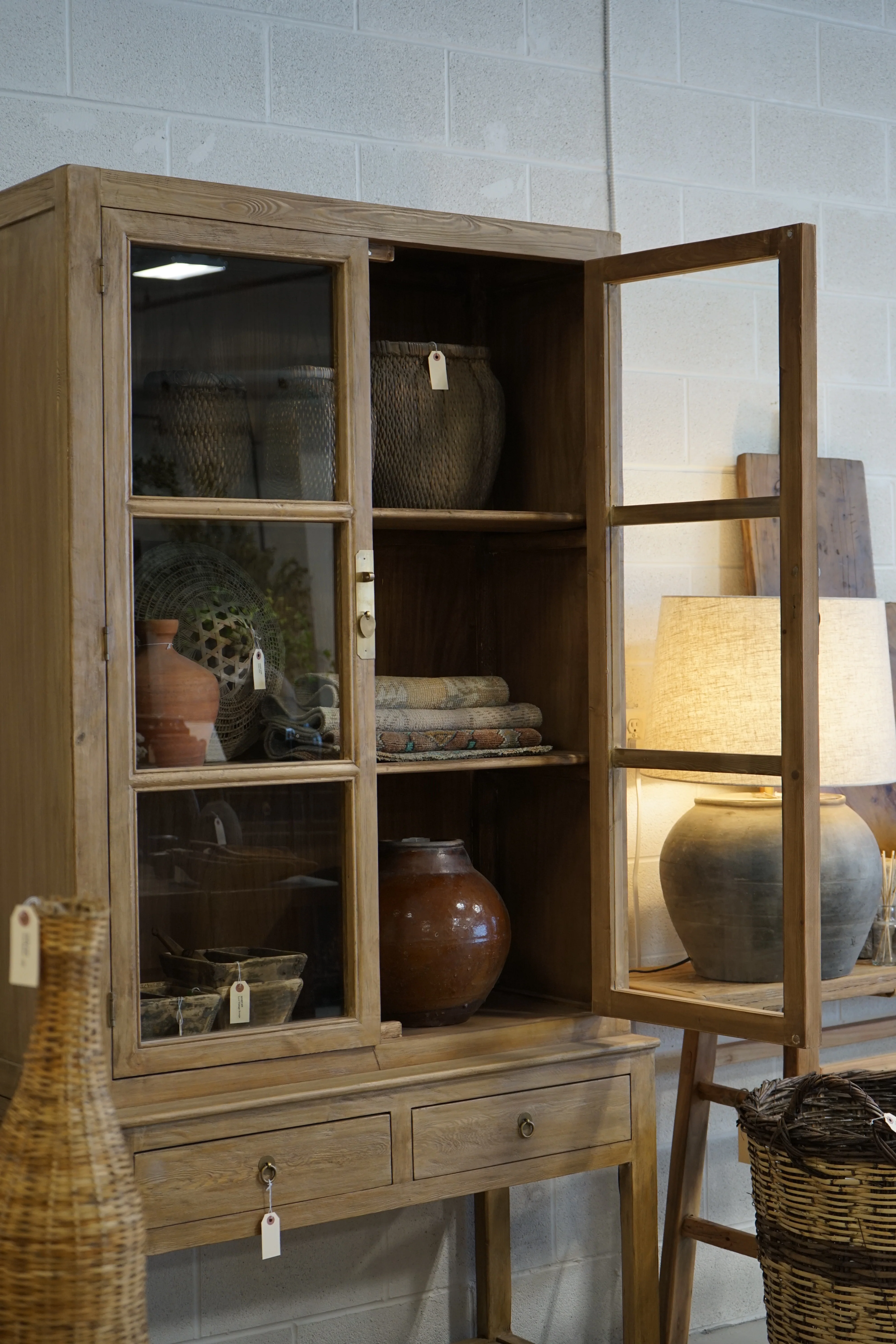 Rosalie Reclaimed Wood Glass Cabinet - Image 2