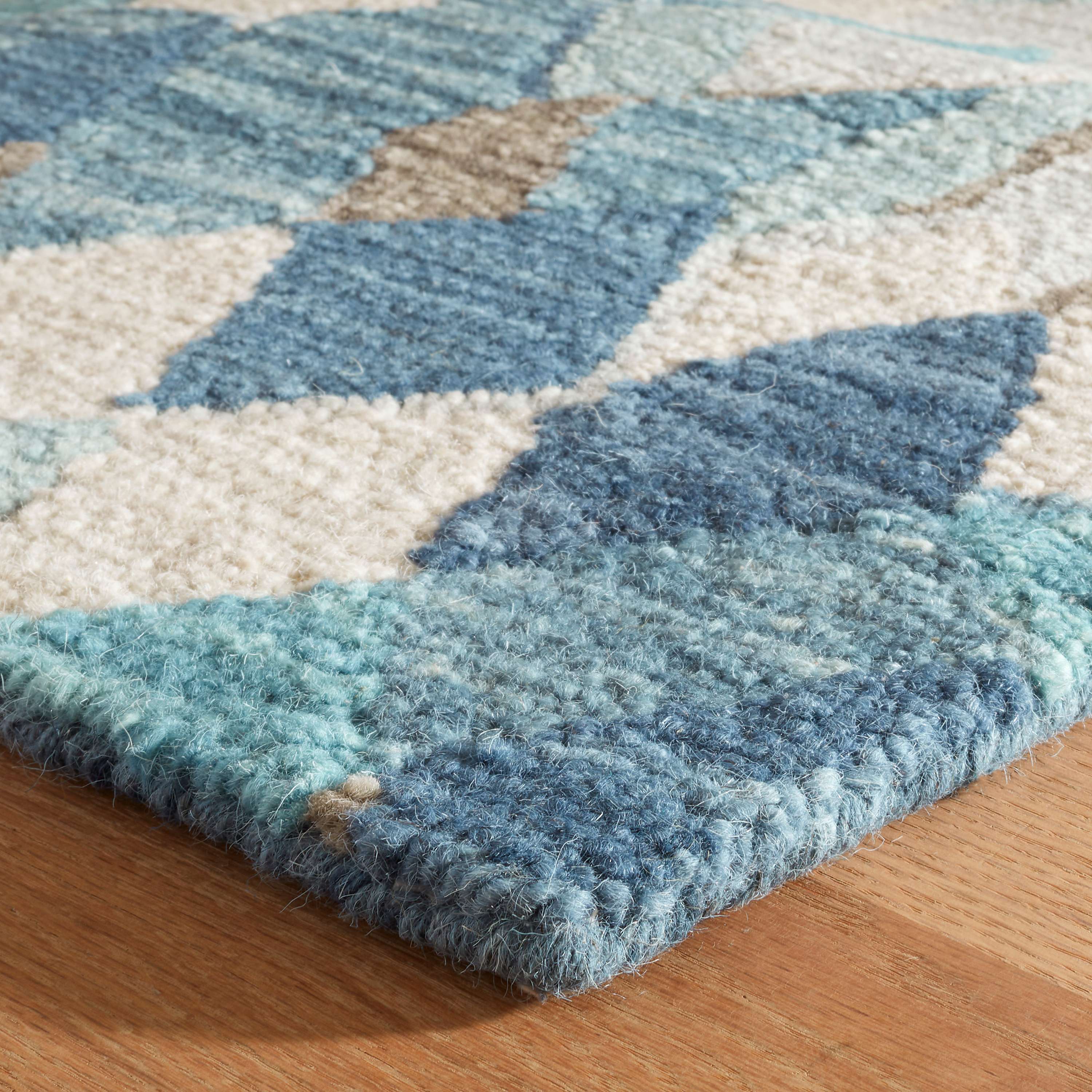 Deer Leap Blue Hand Hooked Wool Rug - Image 2