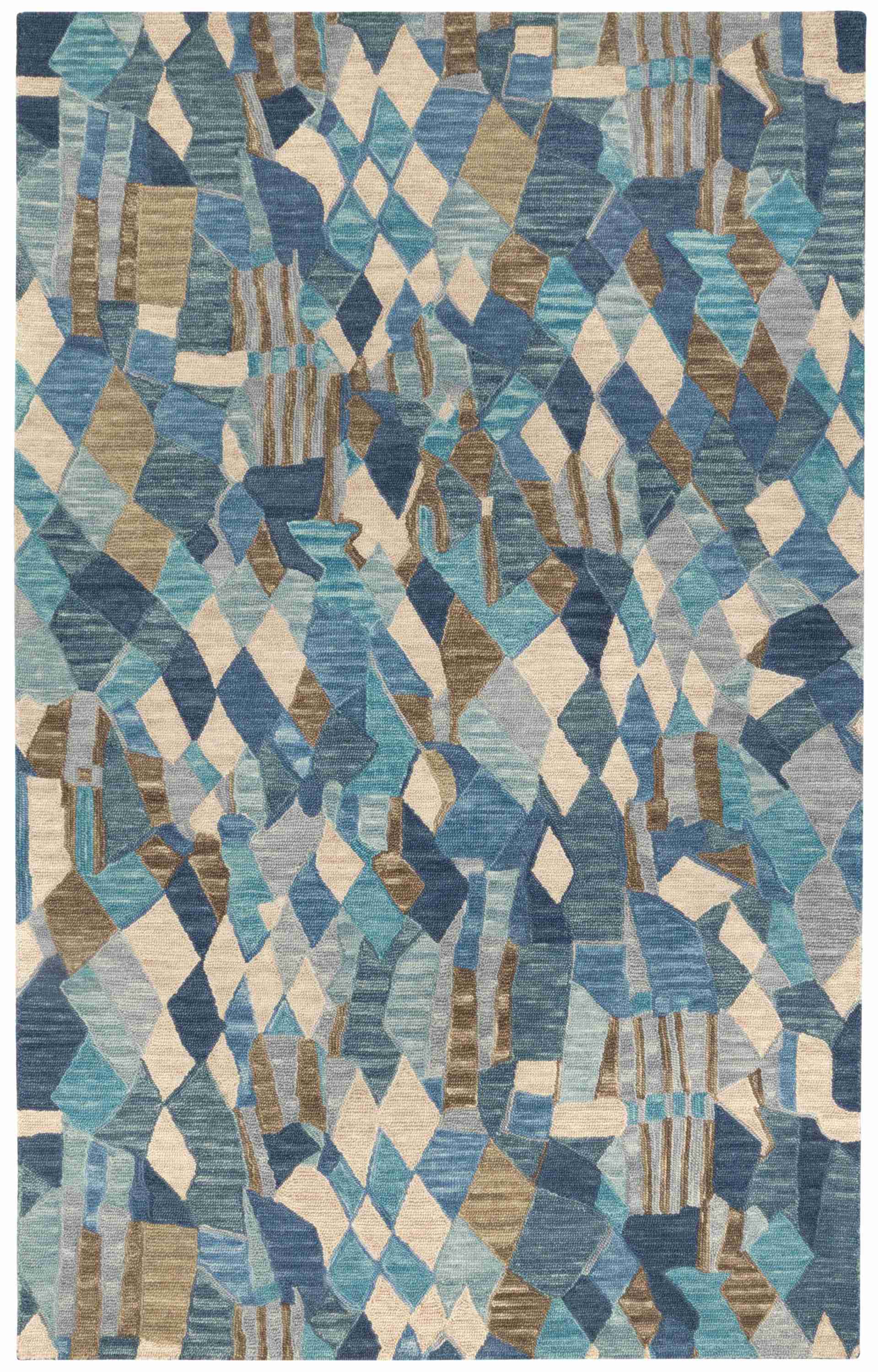 Deer Leap Blue Hand Hooked Wool Rug - Image 1
