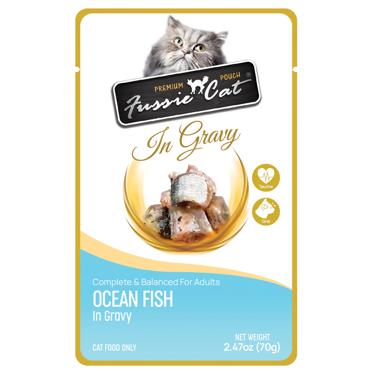 Fussie Cat Premium Ocean Fish in Gravy Pouch 2.47oz - Image 1