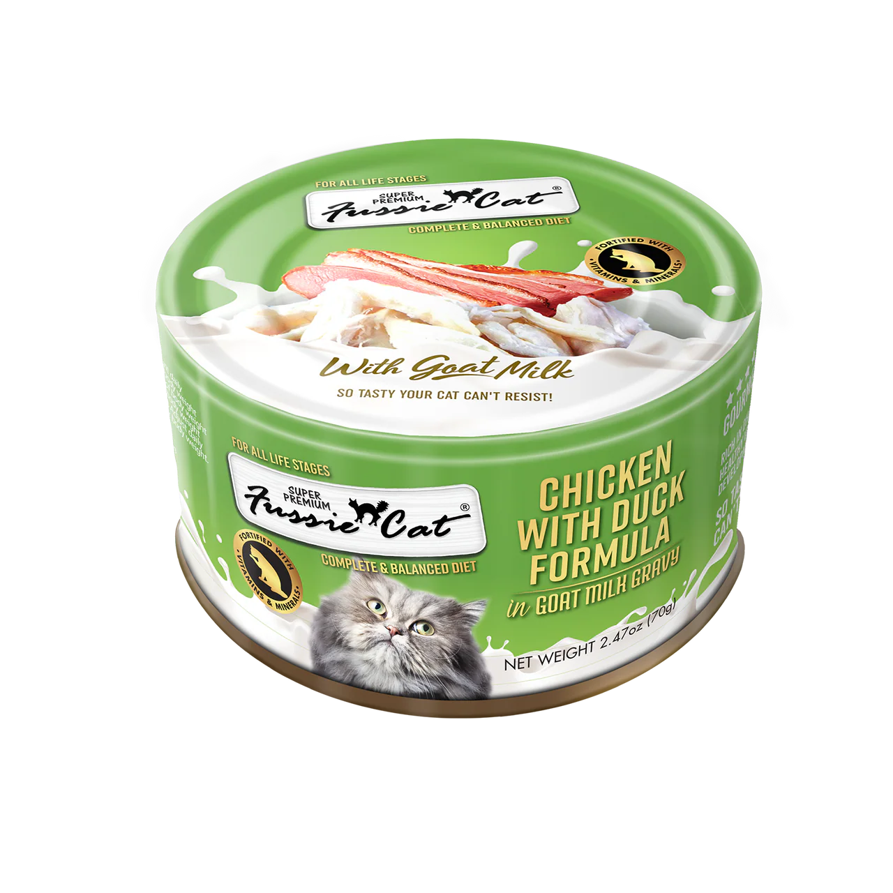 Fussie Cat Super Premium Chicken with Duck in Goats Milk 2.47oz can - Image 1