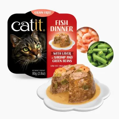 Catit Wet Cat food Tuna Dinner 2.8oz Shrimp and Green Beans - Image 1