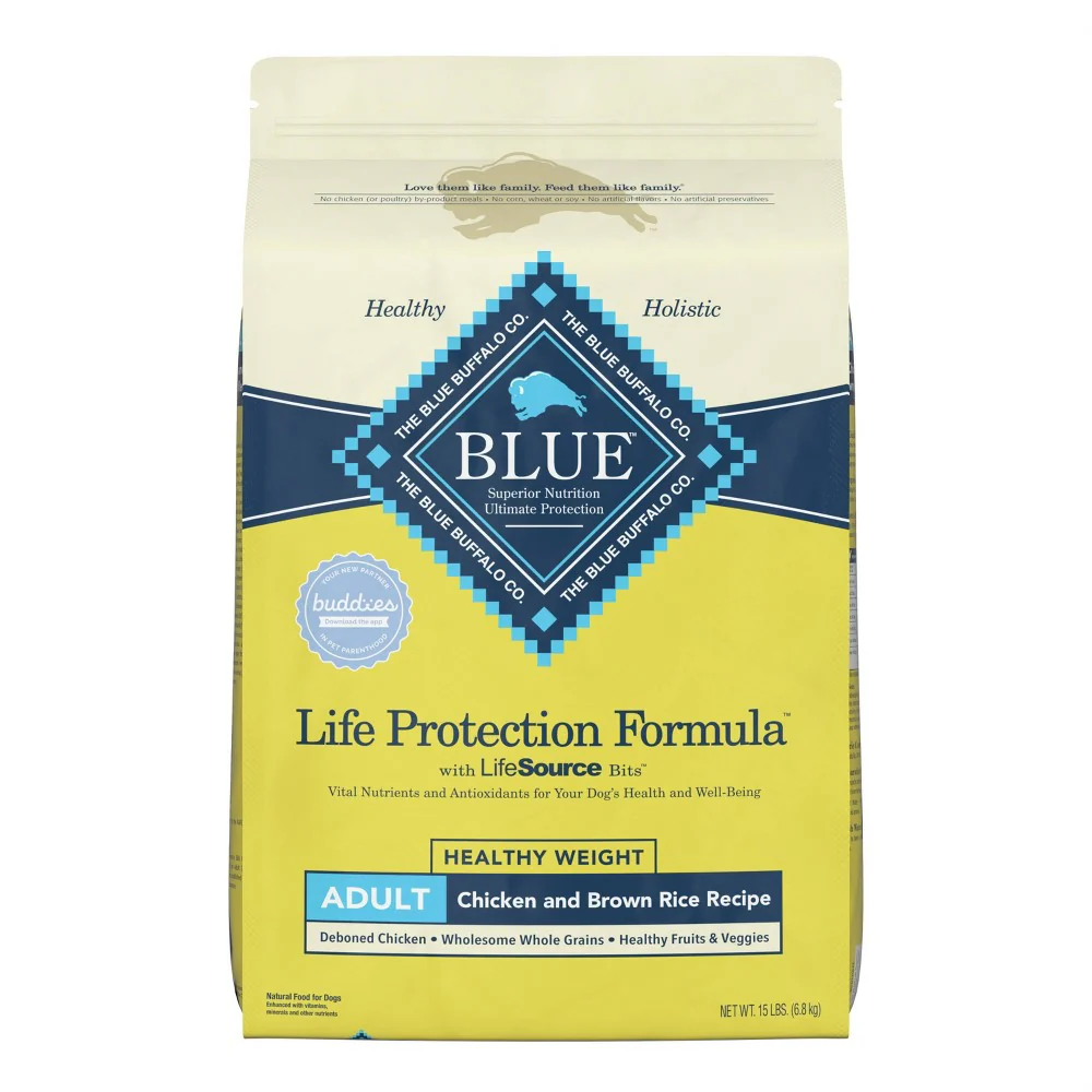 Blue Buffalo Life Protection Formula Healthy Weight Chicken and Brown Rice Dry Dog Food for Adult Dogs  Whole Grain  15 lb. Bag - Image 1
