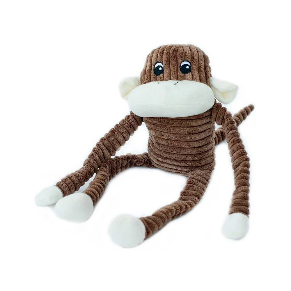ZippyPaws - Spencer The Crinkle Monkey Dog Toy  Squeaker and Crinkle Plush Toy - Brown  Large - Image 1