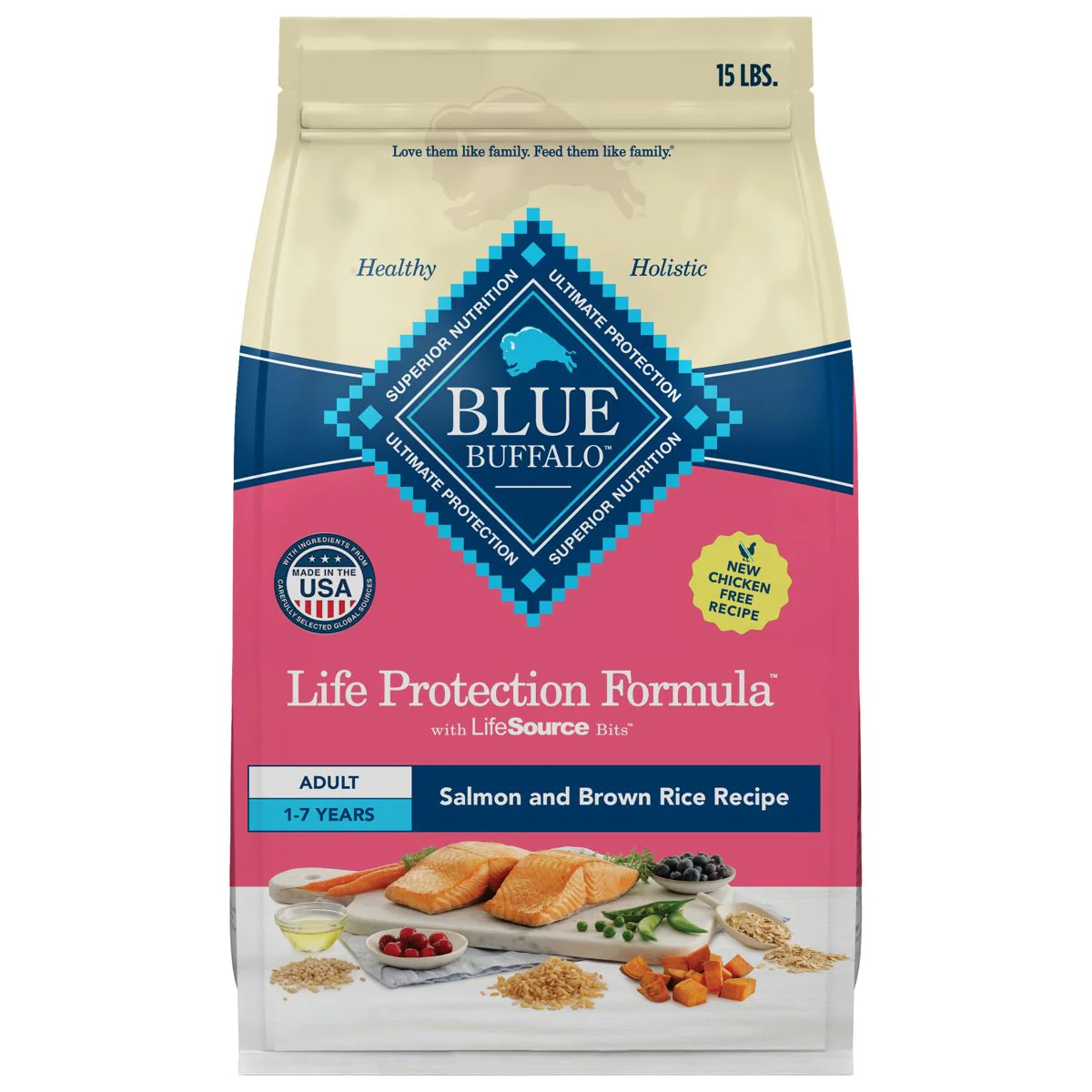 Blue Buffalo Salmon Flavor Dry Dog Food - 15lbs - Image 1