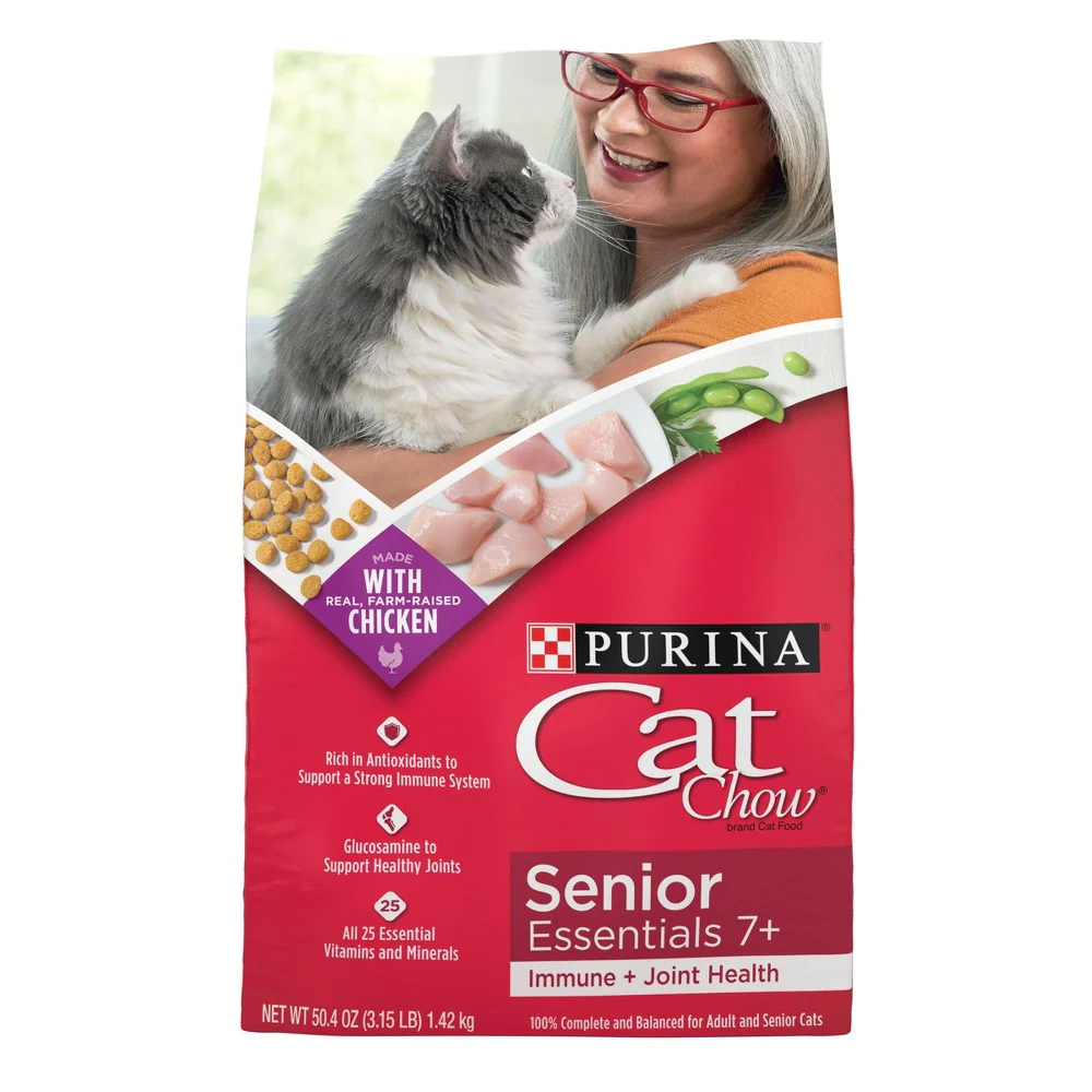 Purina Cat Chow Chicken Flavor Dry Cat Food for Senior Cats  3.15 lb Bag - Image 1