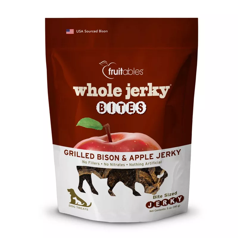 Fruitables Whole Jerky Bites Grilled Bison and Apple Jerky Dog Treats - 5oz - Image 1