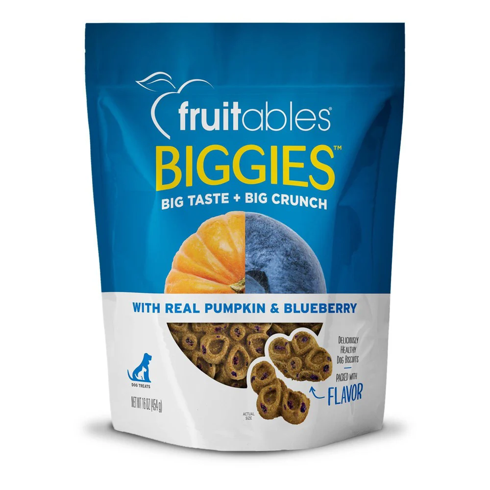 Fruitables Biggies Pumpkin & Blueberry Crunchy Dog Treats - 16oz - Image 1