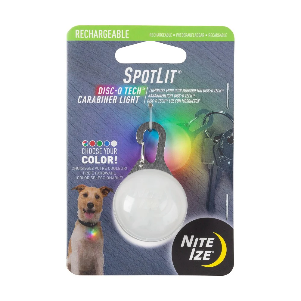 Nite Ize SpotLit Rechargeable Carabiner Light Disc-O Dog Collar - Image 1