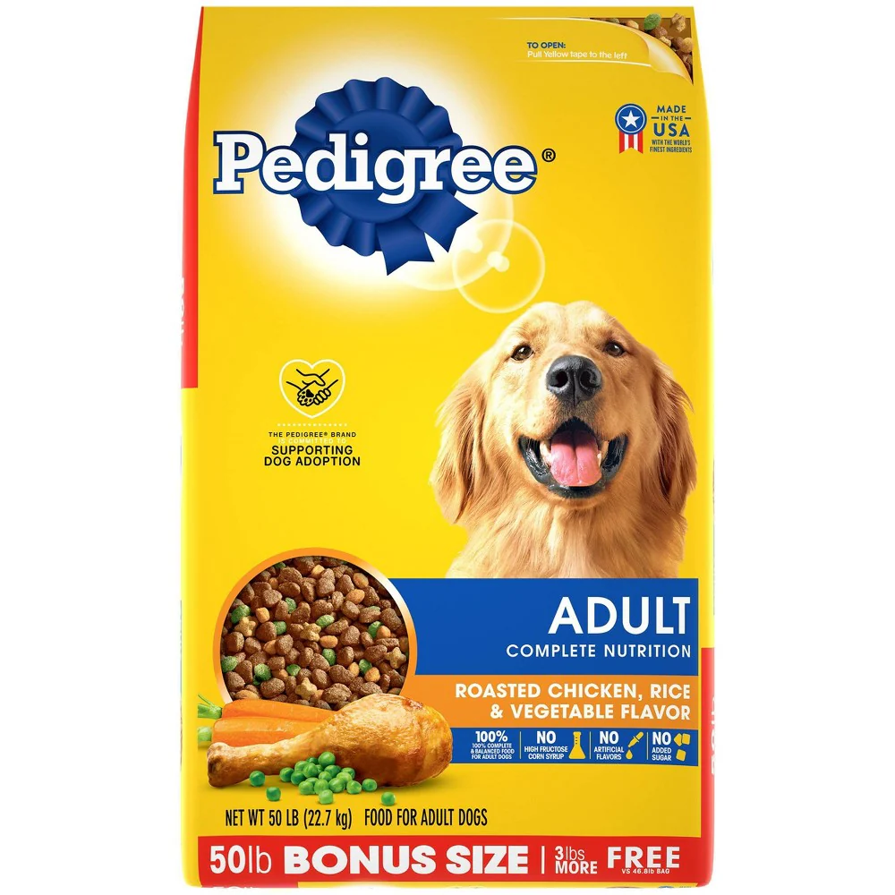 PEDIGREE Complete Nutrition Adult Dry Dog Food Roasted Chicken  Rice & Vegetable Flavor Dog Kibble  38lb