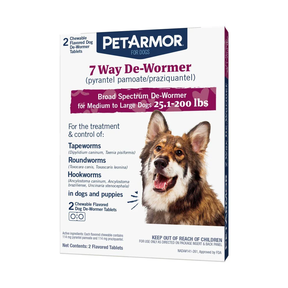 PetArmor 7 Way De-Wormer for Dogs for Large Dogs 2 Chewable Tablets - Image 1