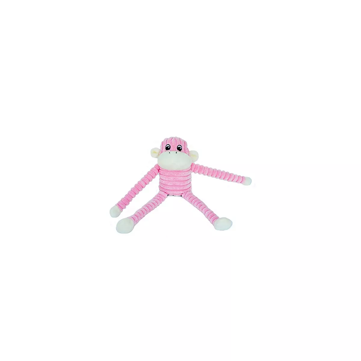 ippyPaws - Spencer The Crinkle Monkey Dog Toy, Squeaker and Crinkle Plush Toy - Pink, Small - Image 1