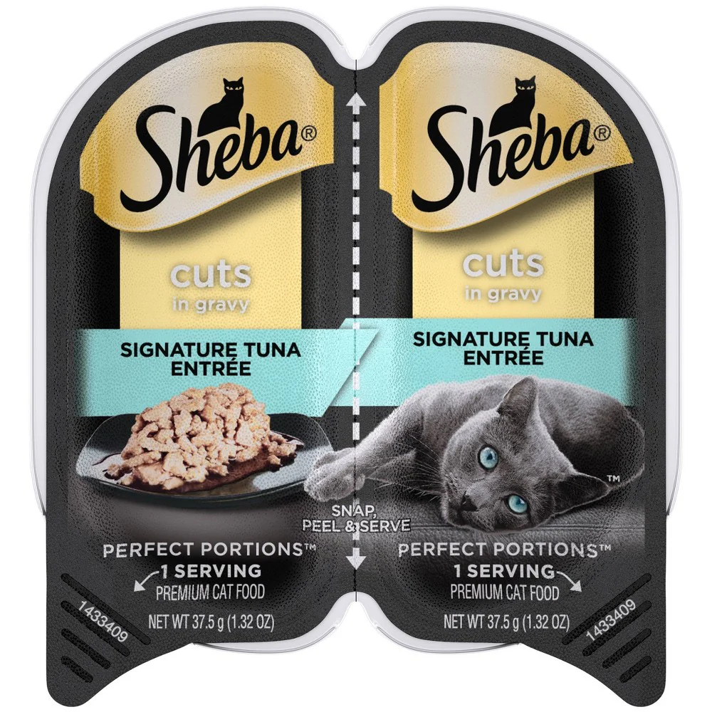 SHEBA Wet Cat Food Cuts in Gravy With Sustainable Tuna  2.6 oz. PERFECT PORTIONS Twin-Pack Trays - Image 1