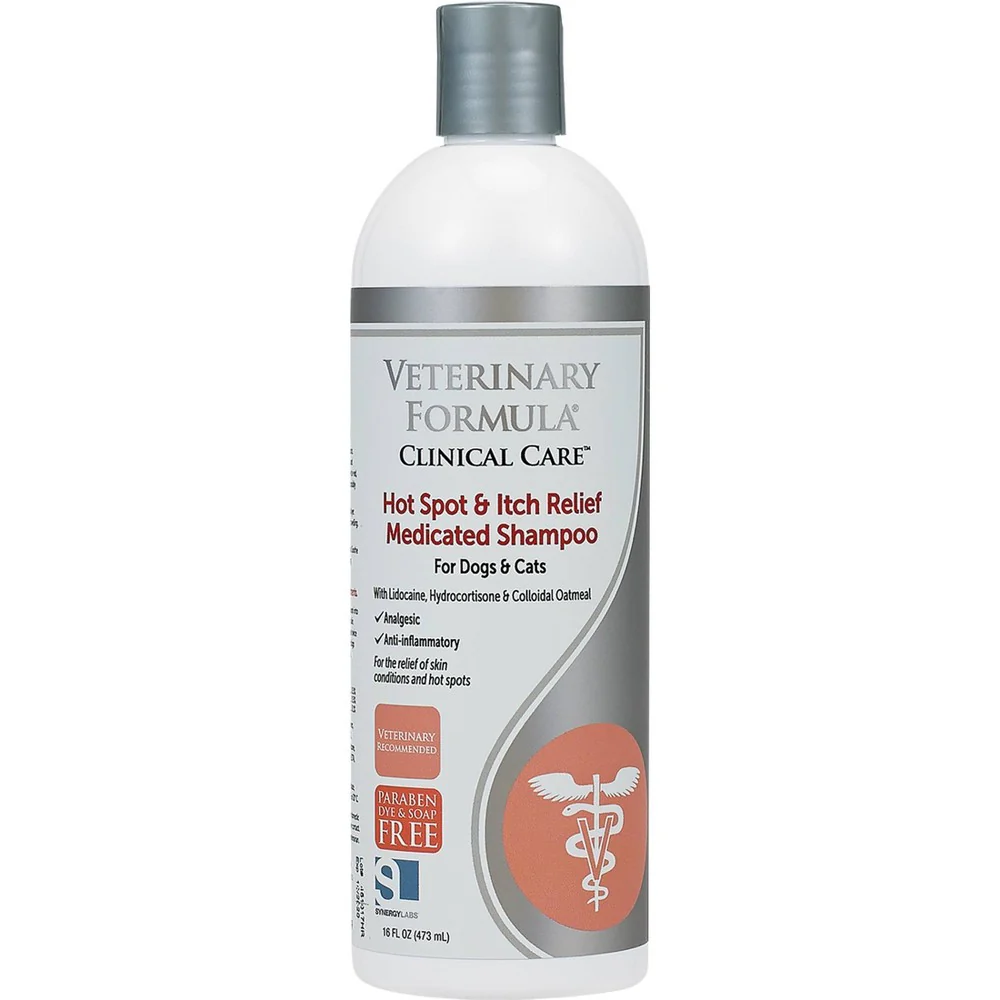 Synergy Labs Veterinary Formula Clinical Care Hot Spot and Itch Relief Medicated Shampoo for Dogs & Cats 17oz - Image 1