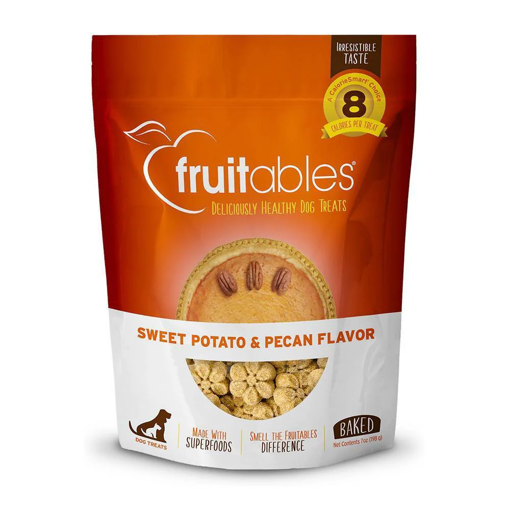 Fruitables Baked Dog Treats  Pumpkin Treats for Dogs  Healthy Low Calorie Treats  Sweet Potato and Pecan  7 Ounces - Image 1